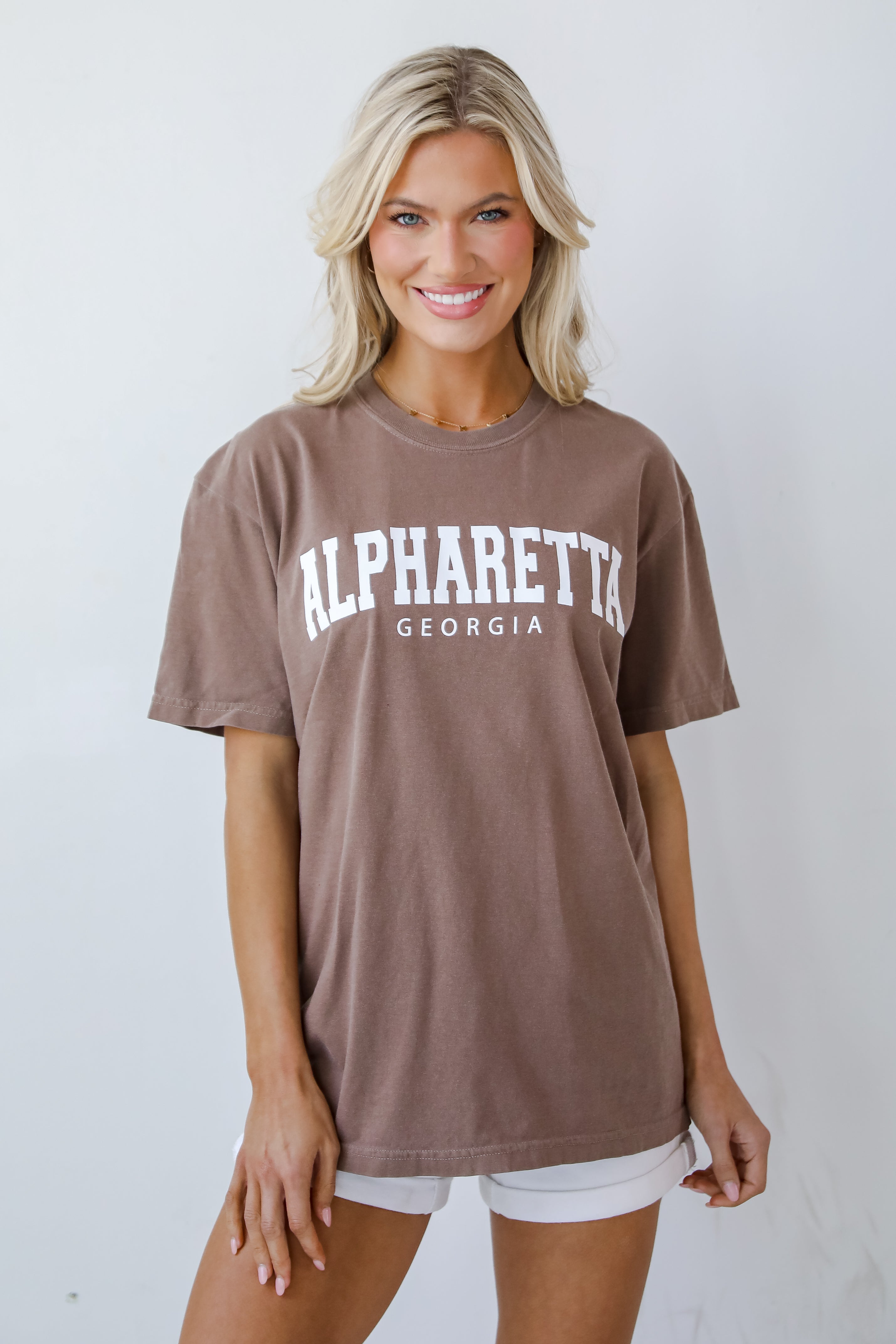 Brown Alpharetta Georgia Block Letter Tee