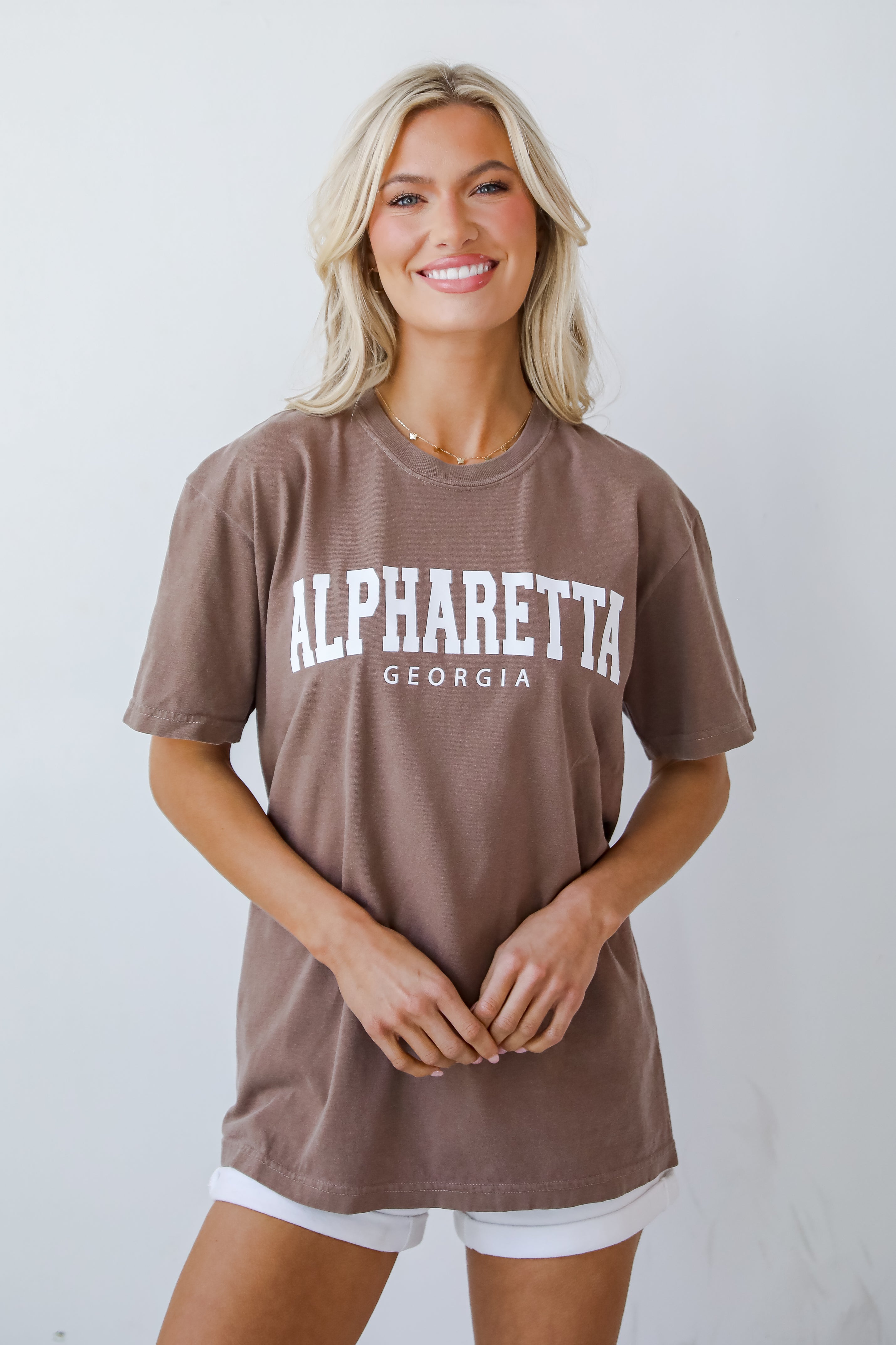 Brown Alpharetta Georgia Block Letter Tee