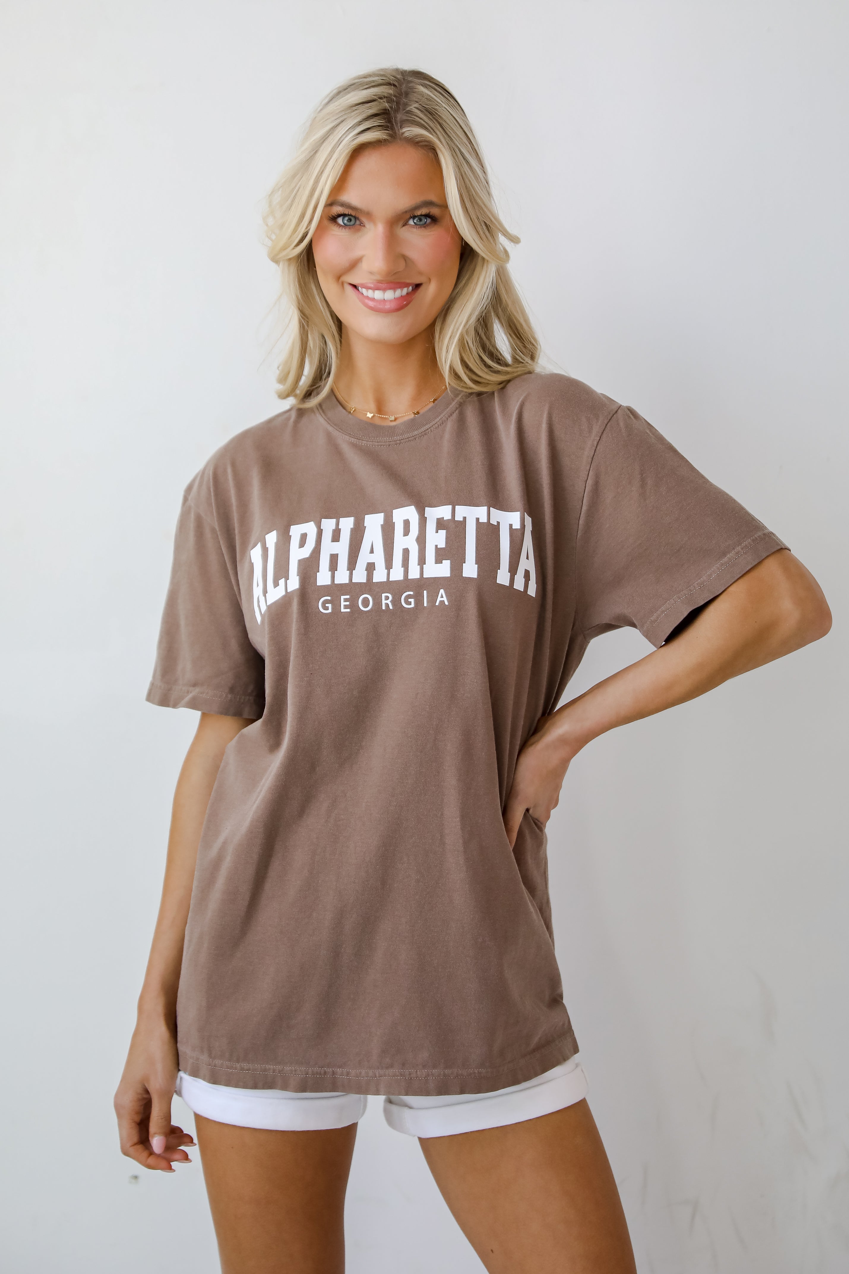 Brown Alpharetta Georgia Block Letter Tee