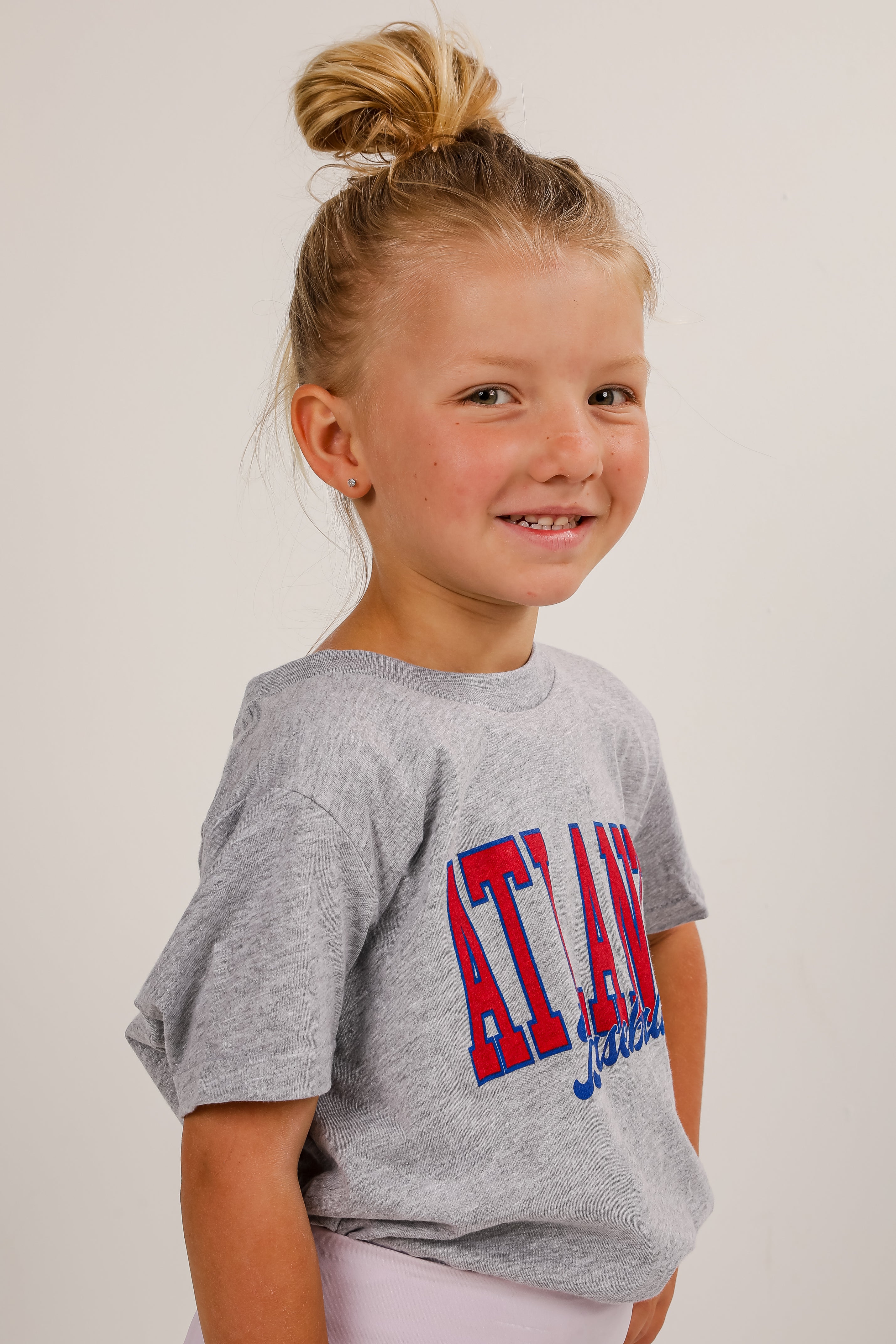 Youth Heather Grey Atlanta Baseball Script Tee