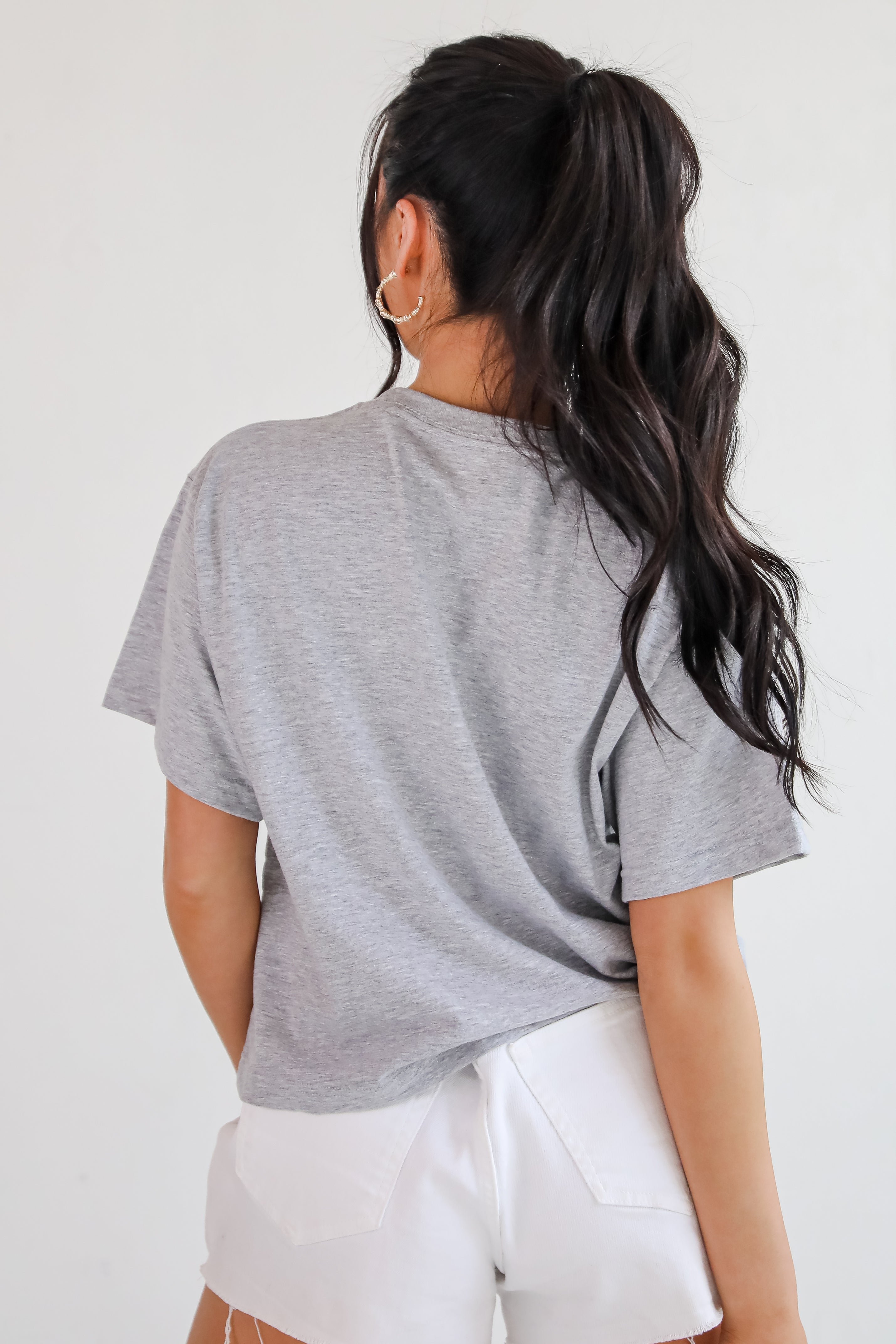 Heather Grey/Navy Atlanta Cropped Tee