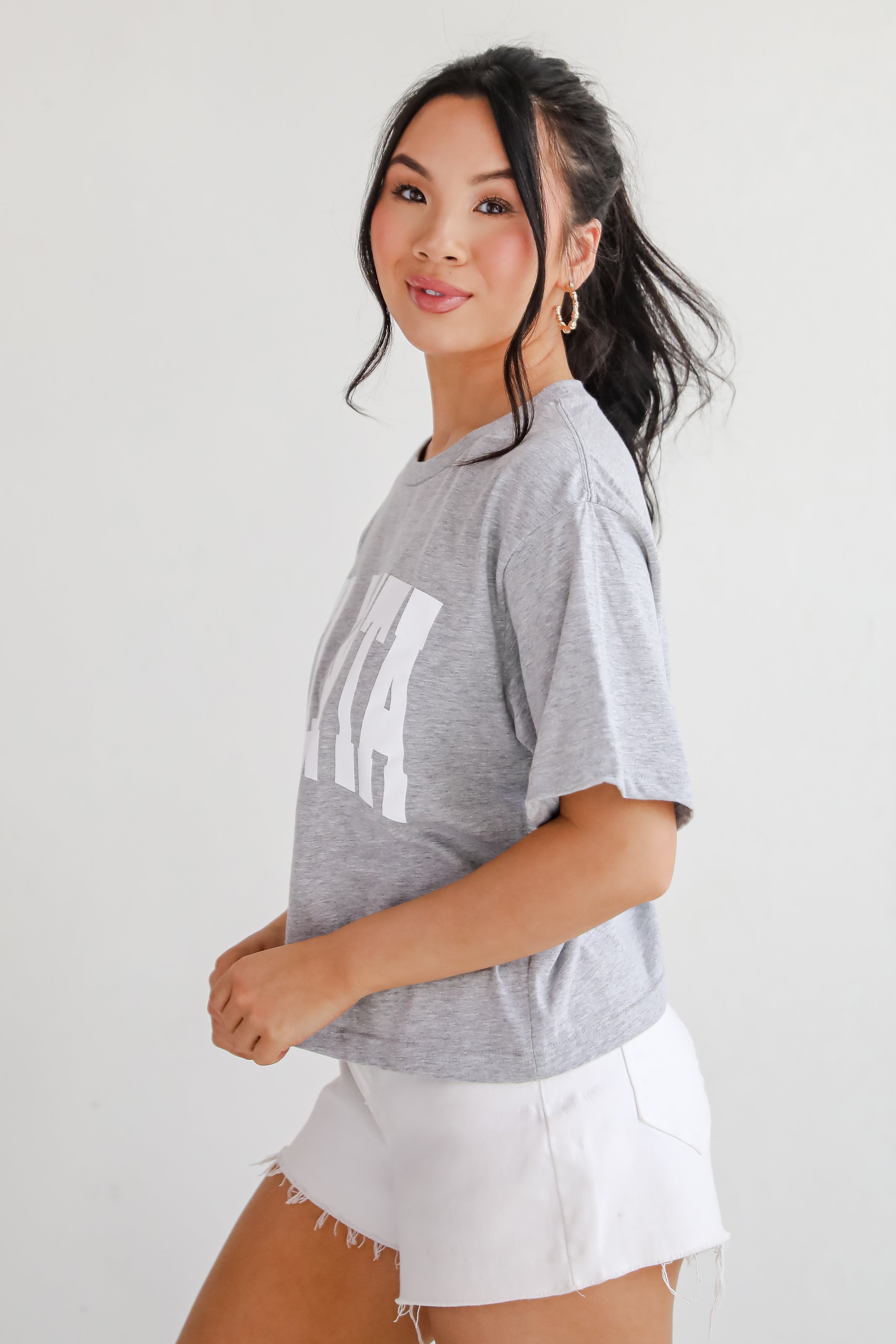 Heather Grey/White Atlanta Cropped Tee