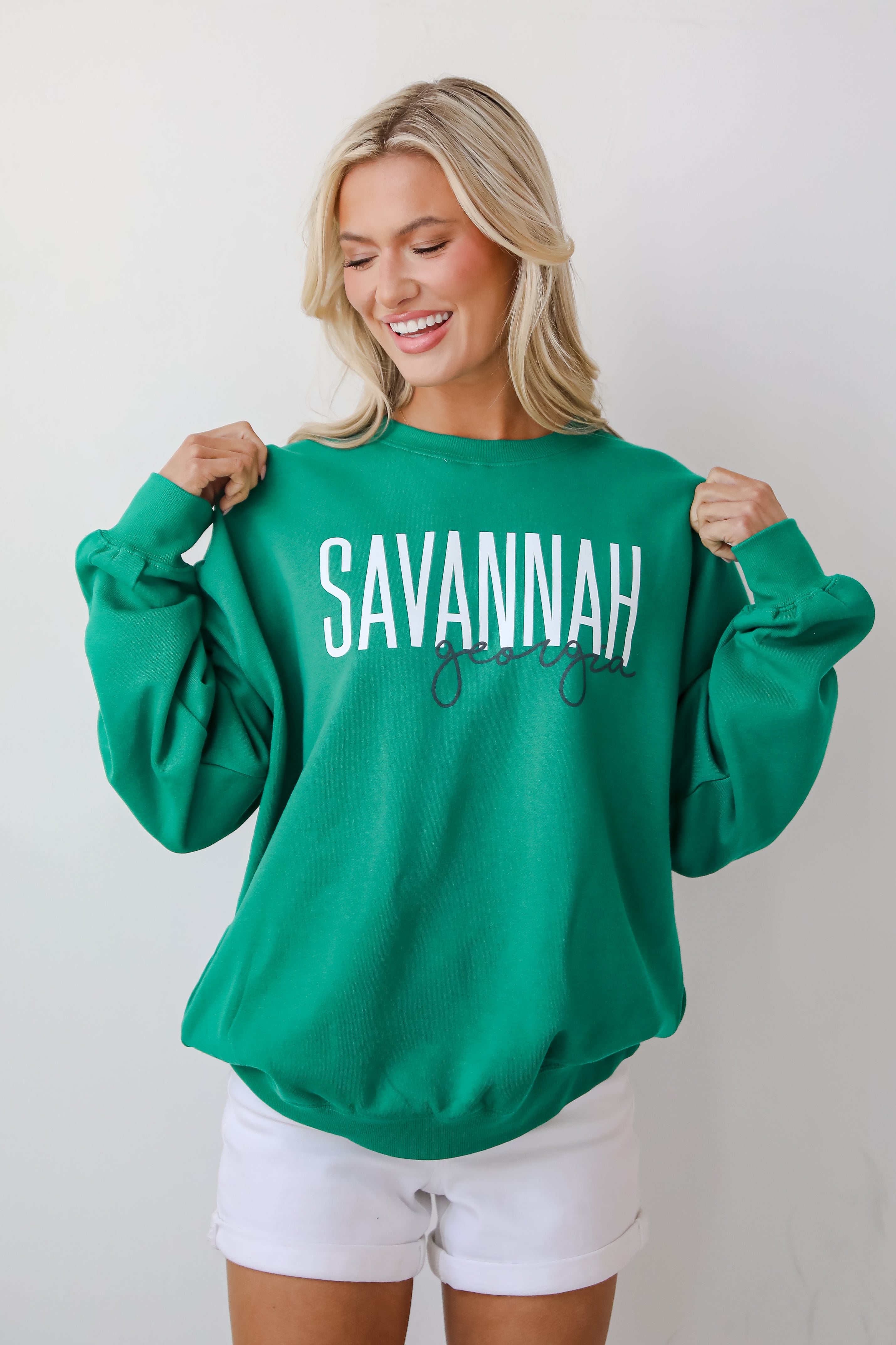 Green Savannah Georgia Script Sweatshirt