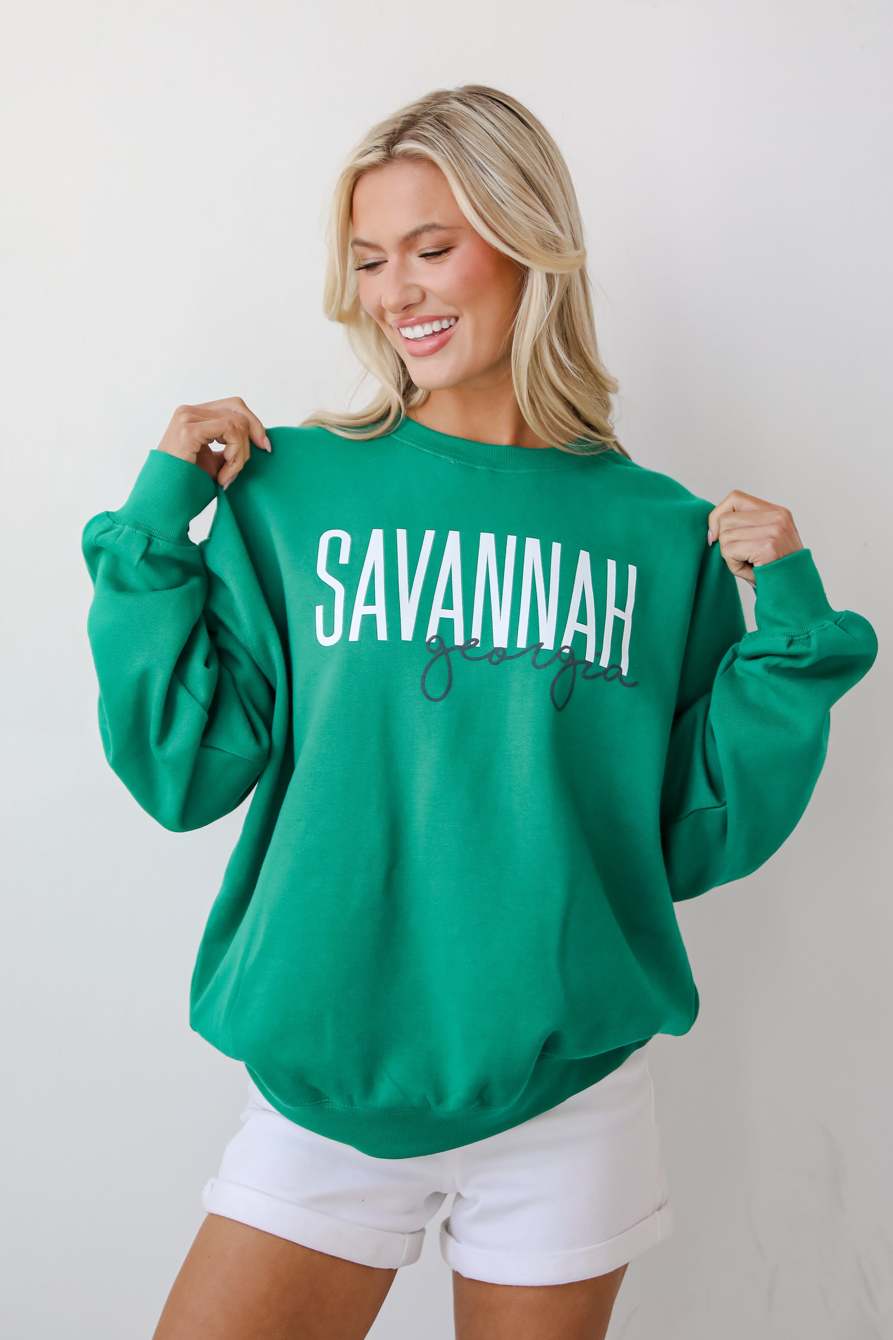 Green Savannah Georgia Script Sweatshirt