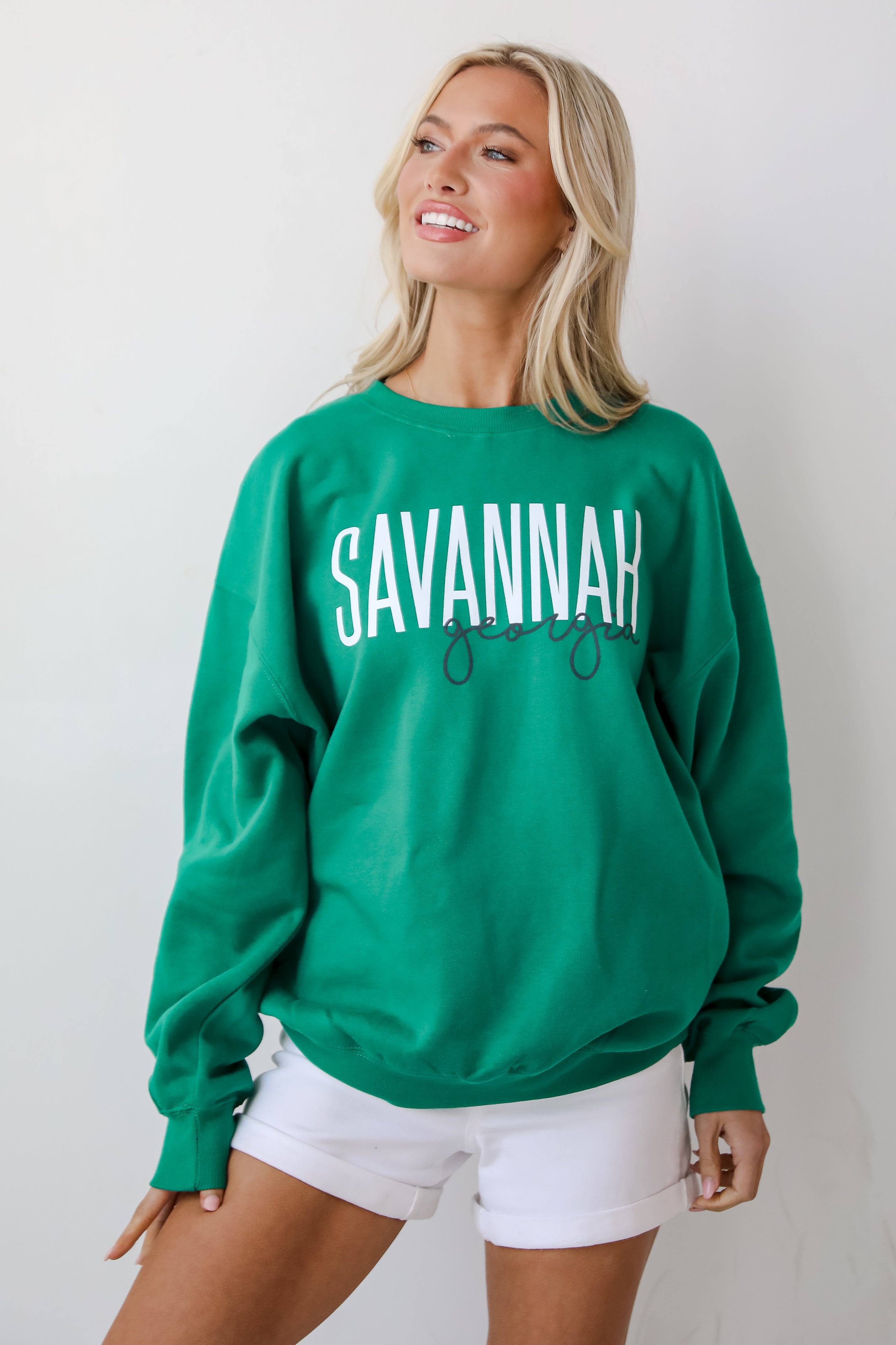 Green Savannah Georgia Script Sweatshirt