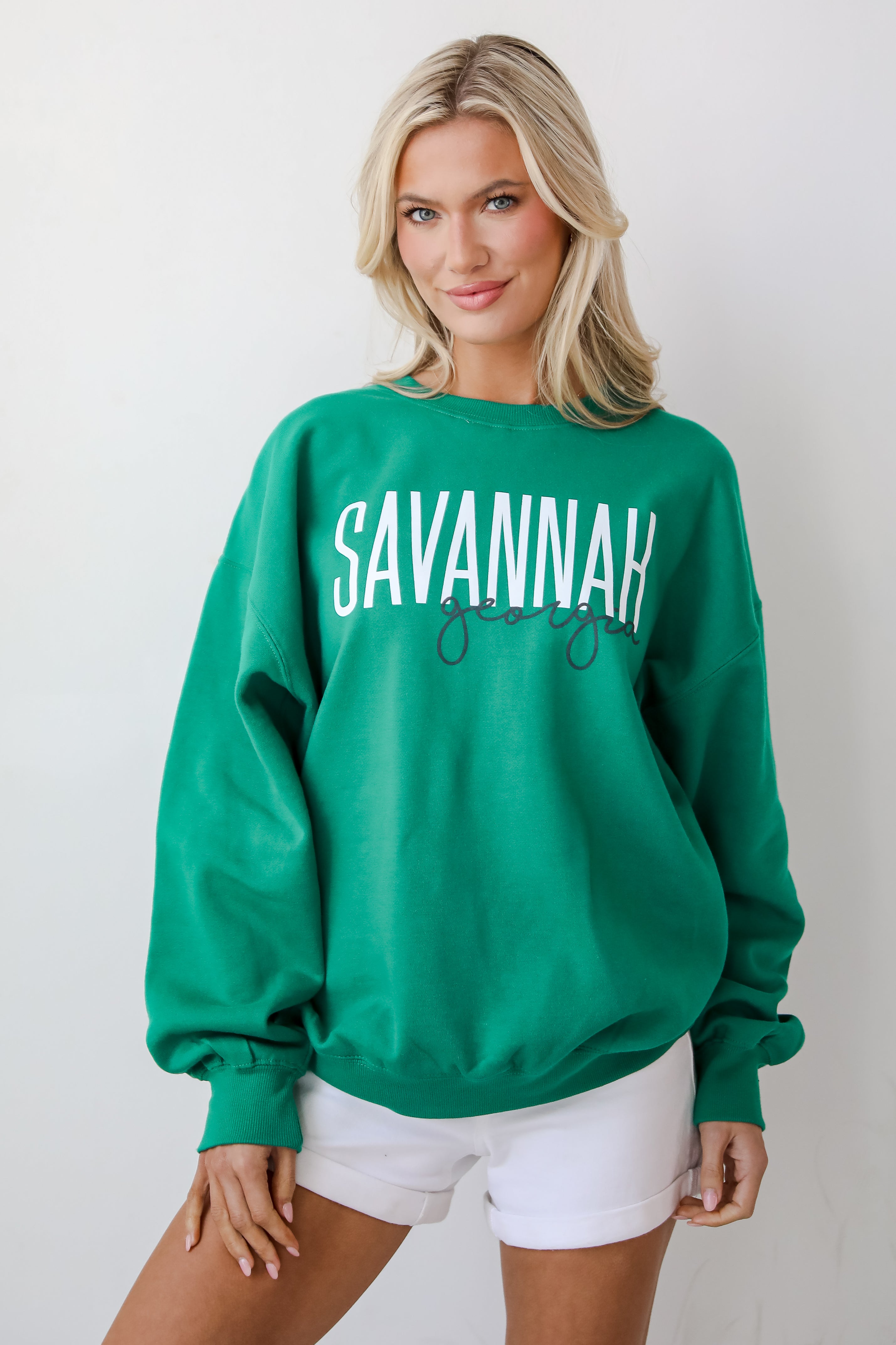 Green Savannah Georgia Script Sweatshirt