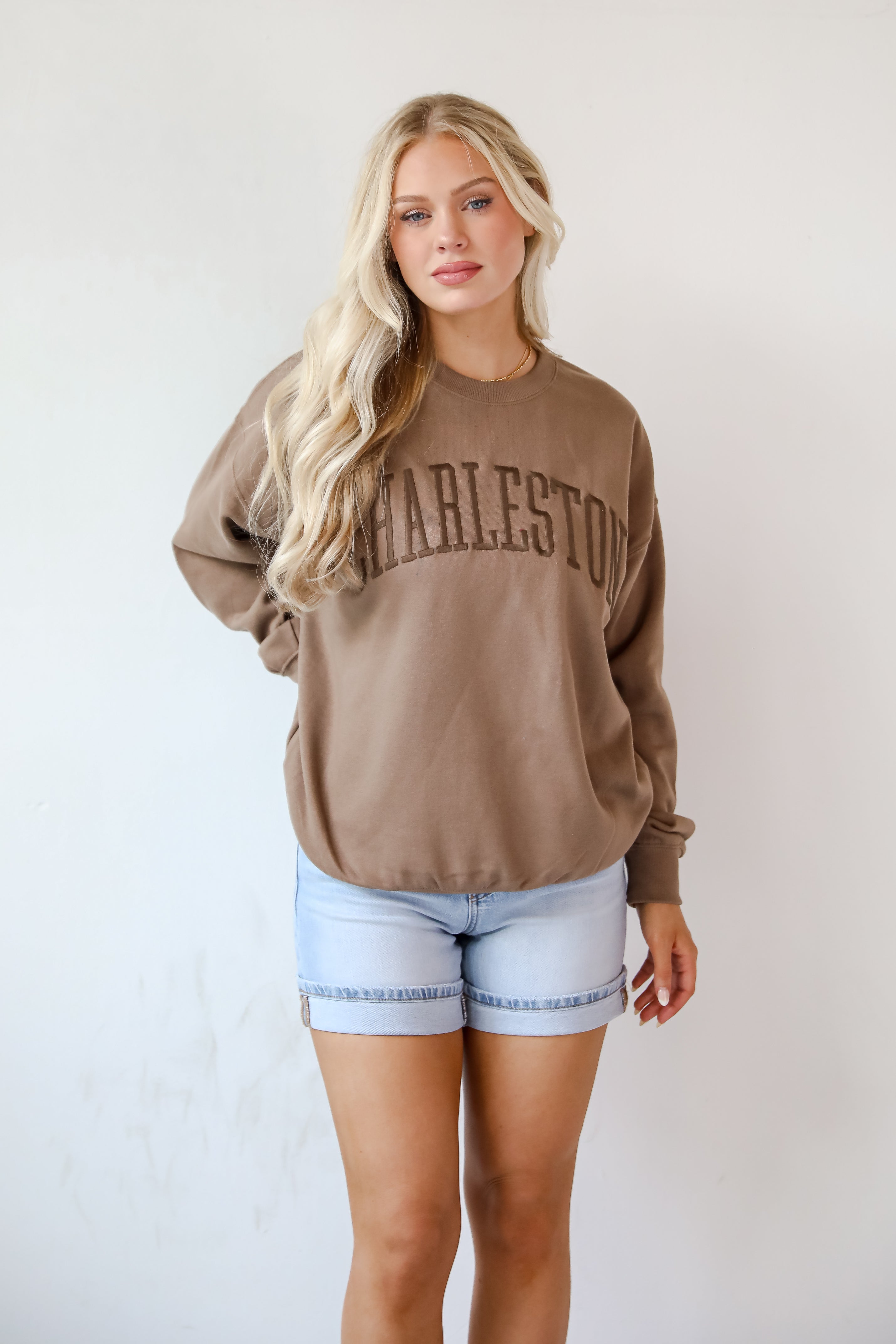 Brown Charleston Embroidered Sweatshirt