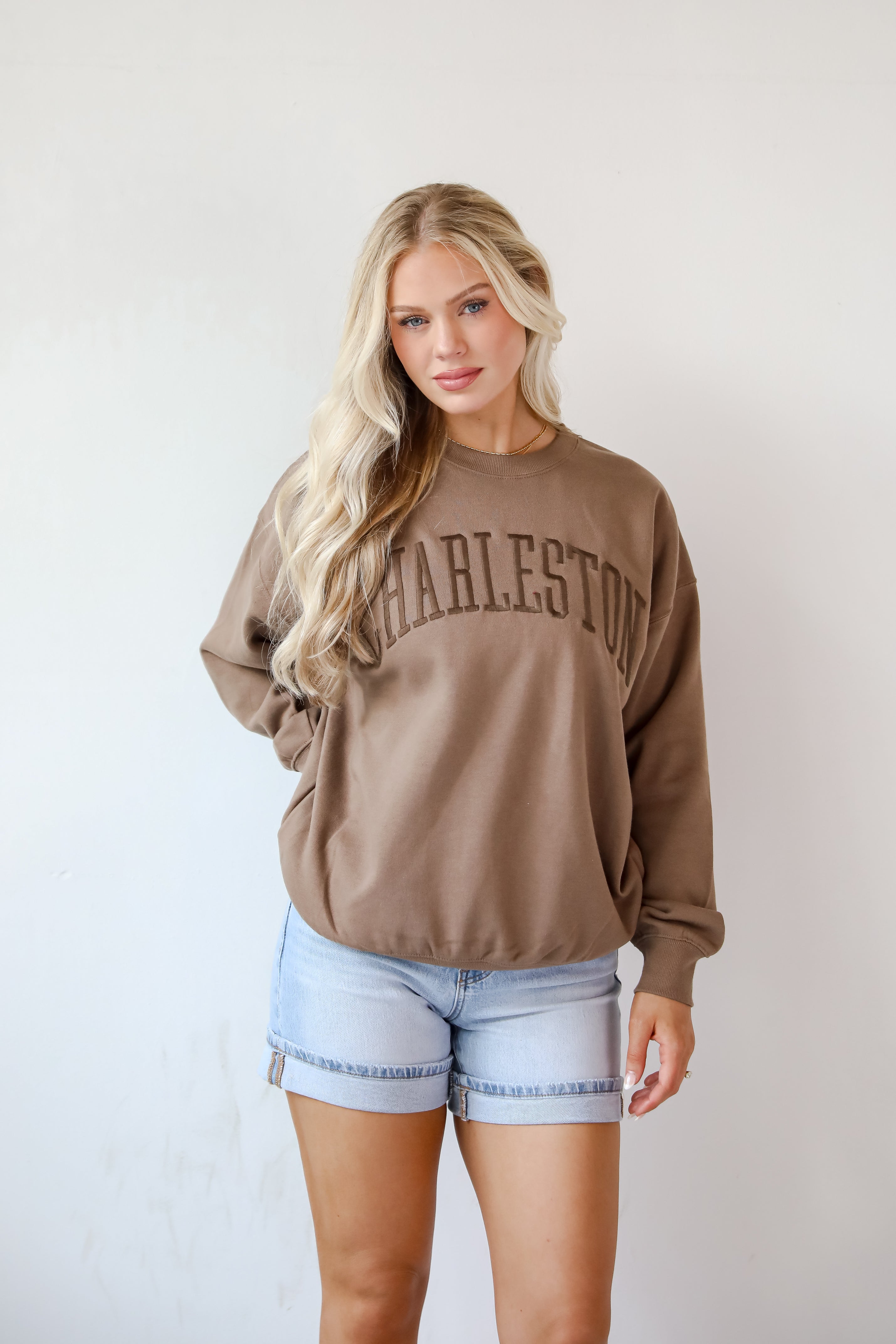 Brown Charleston Embroidered Sweatshirt