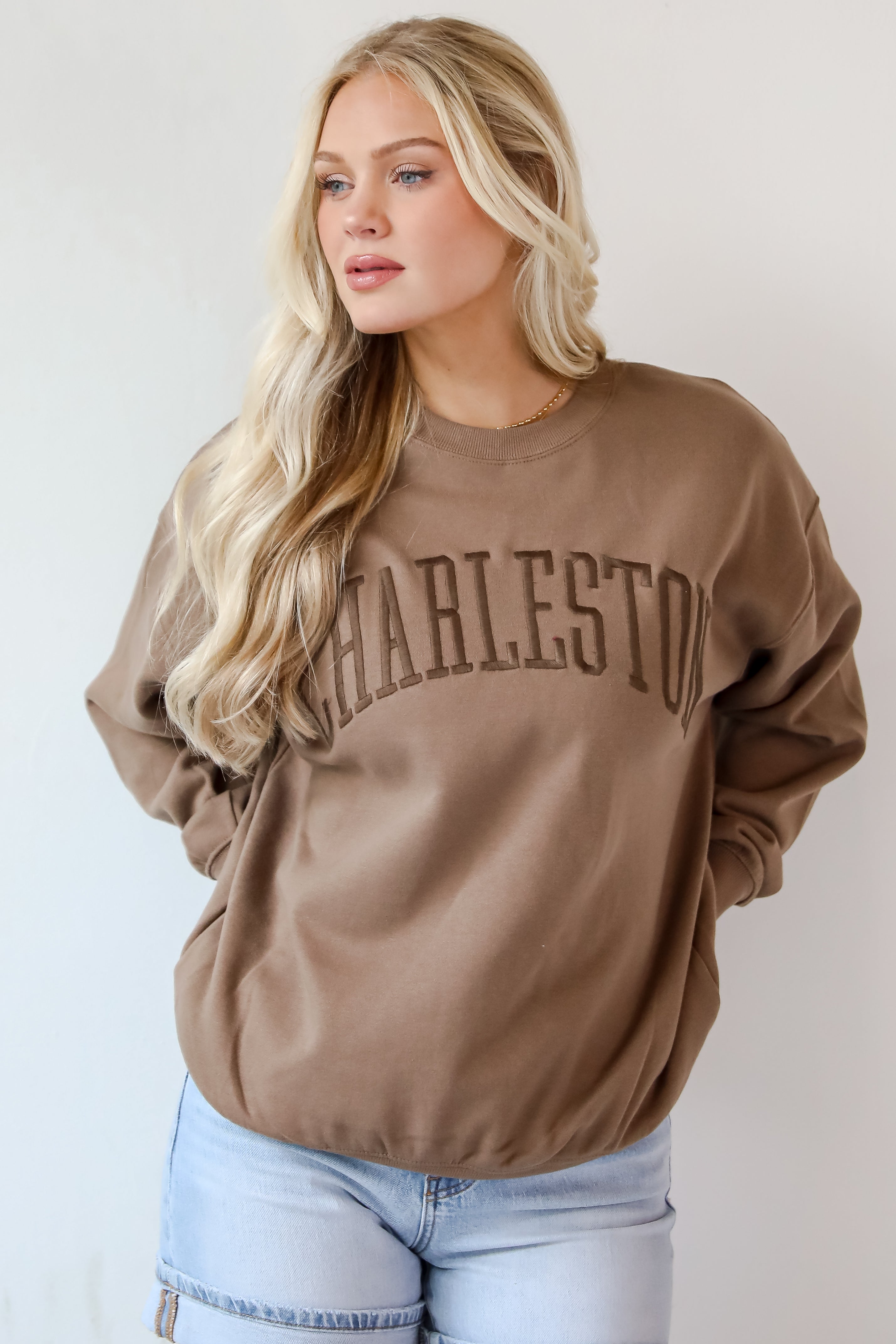 Brown Charleston Embroidered Sweatshirt