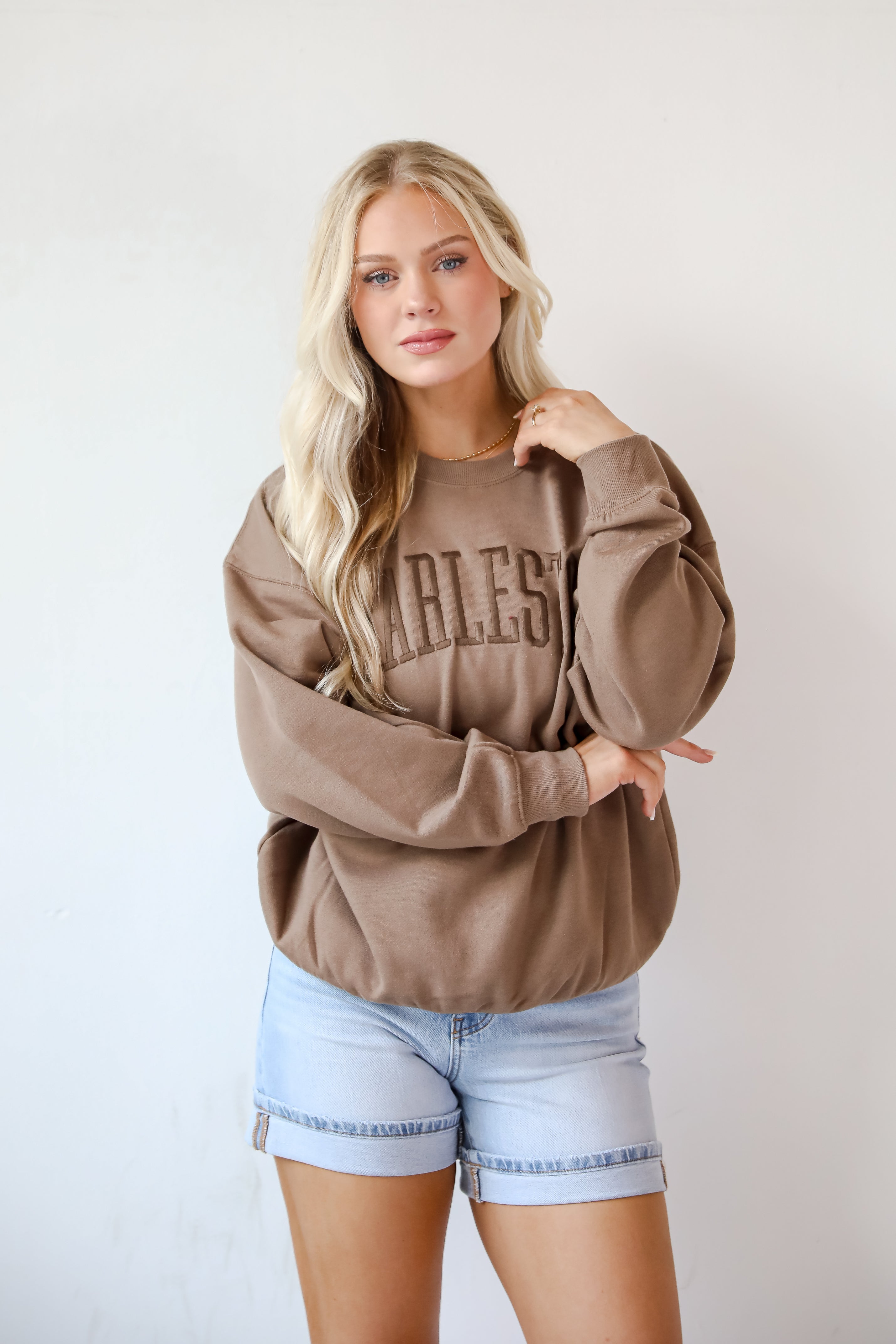 Brown Charleston Embroidered Sweatshirt