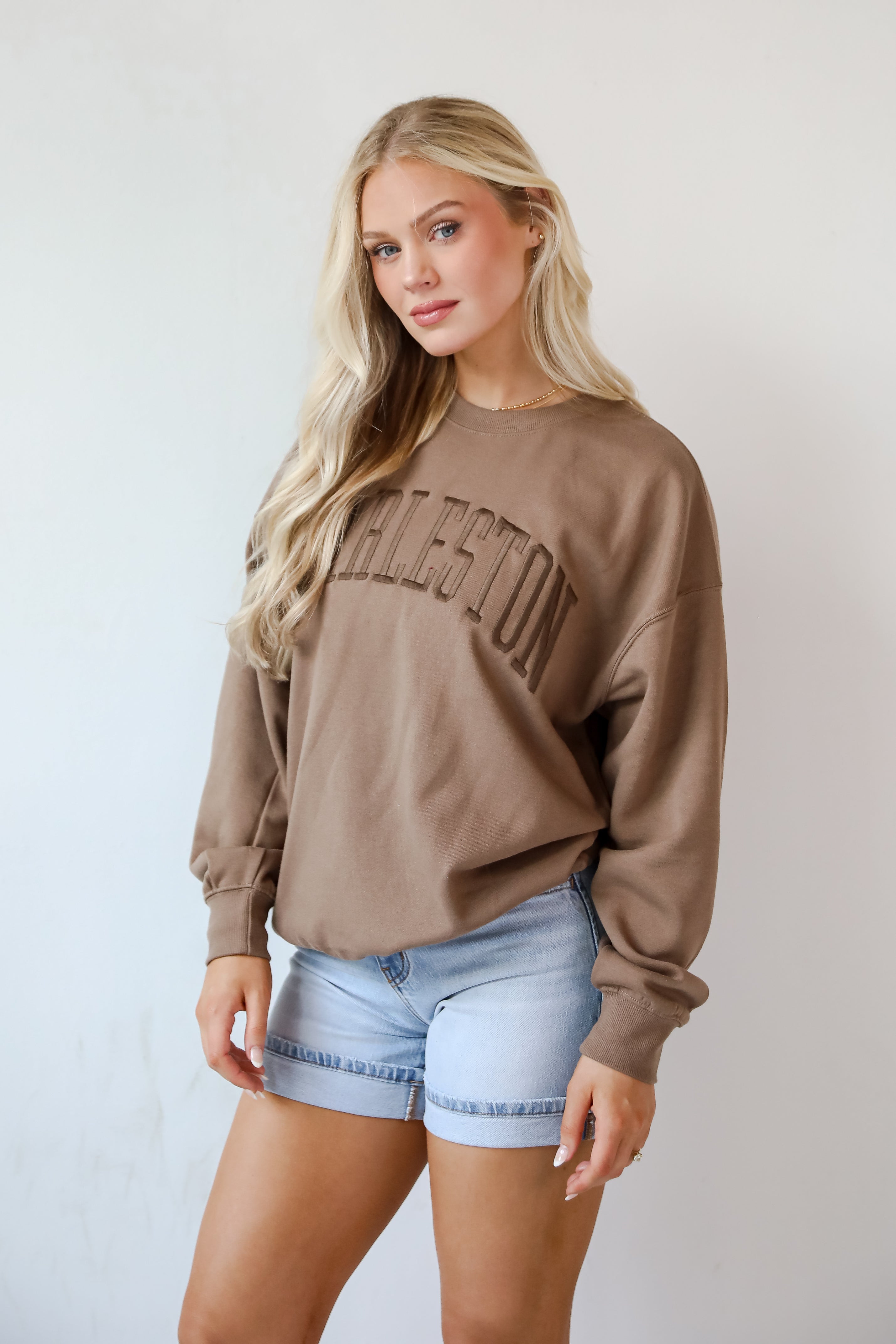 Brown Charleston Embroidered Sweatshirt