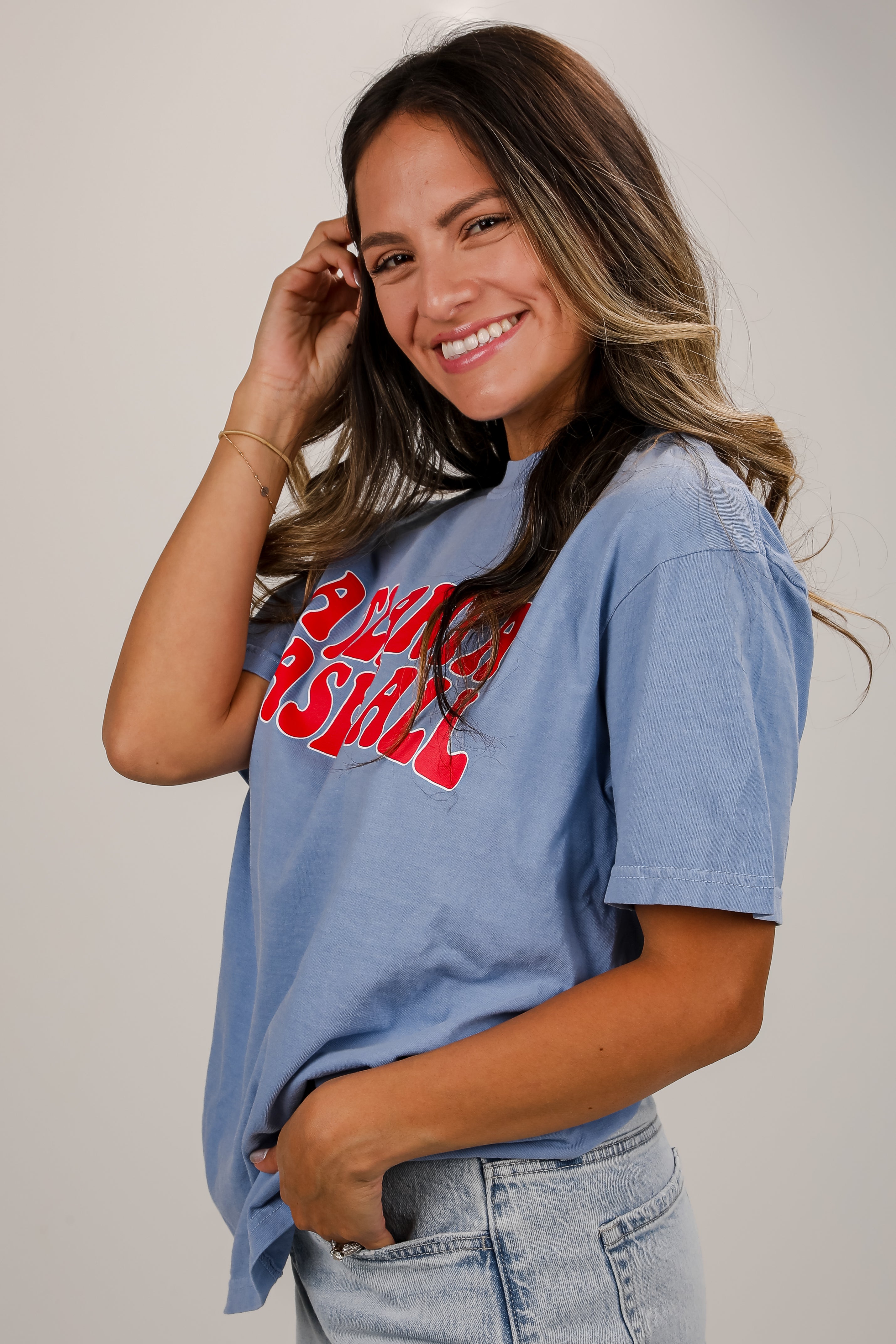 Light Blue Atlanta Baseball Block Letter Tee