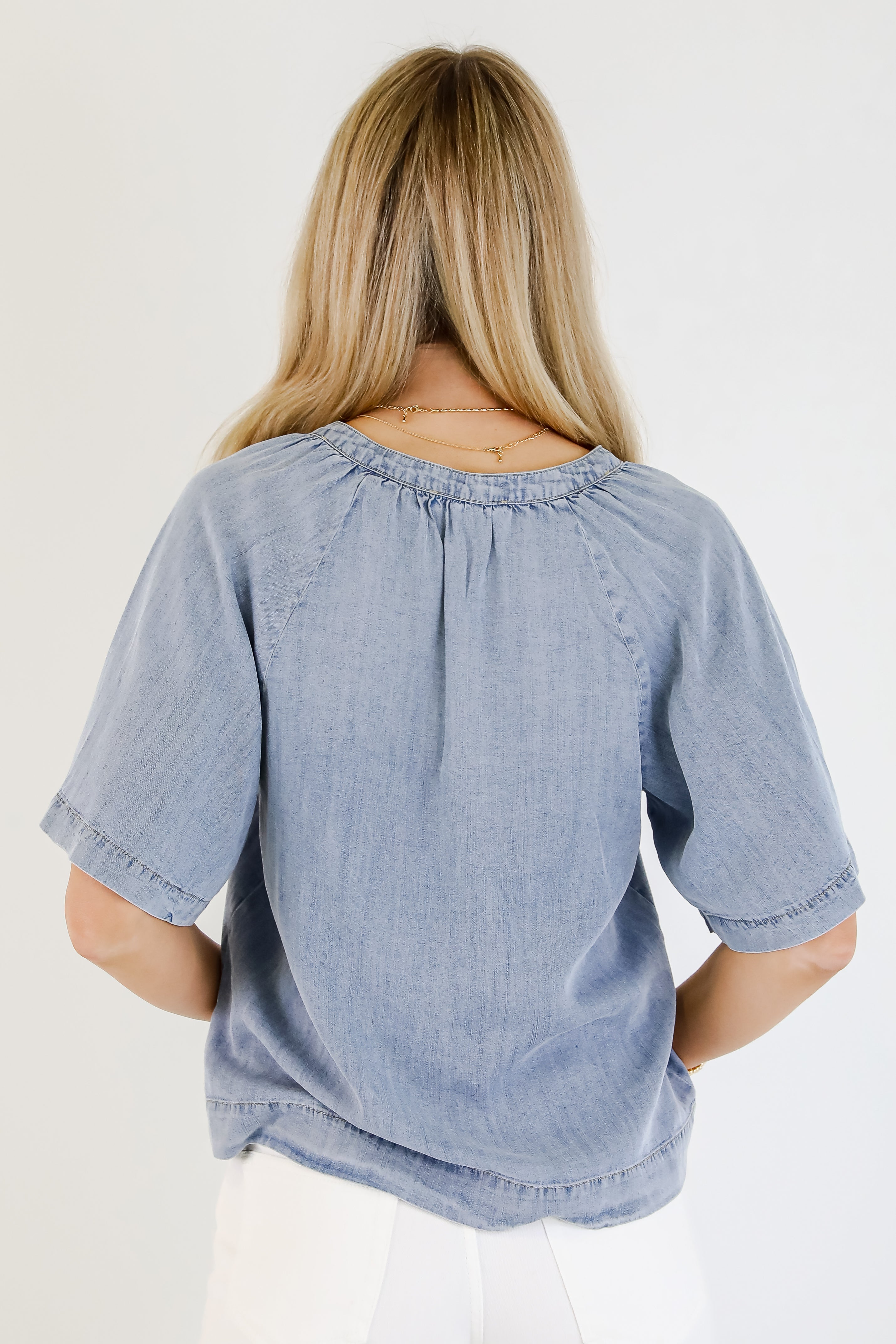 You Have My Attention Denim Blouse