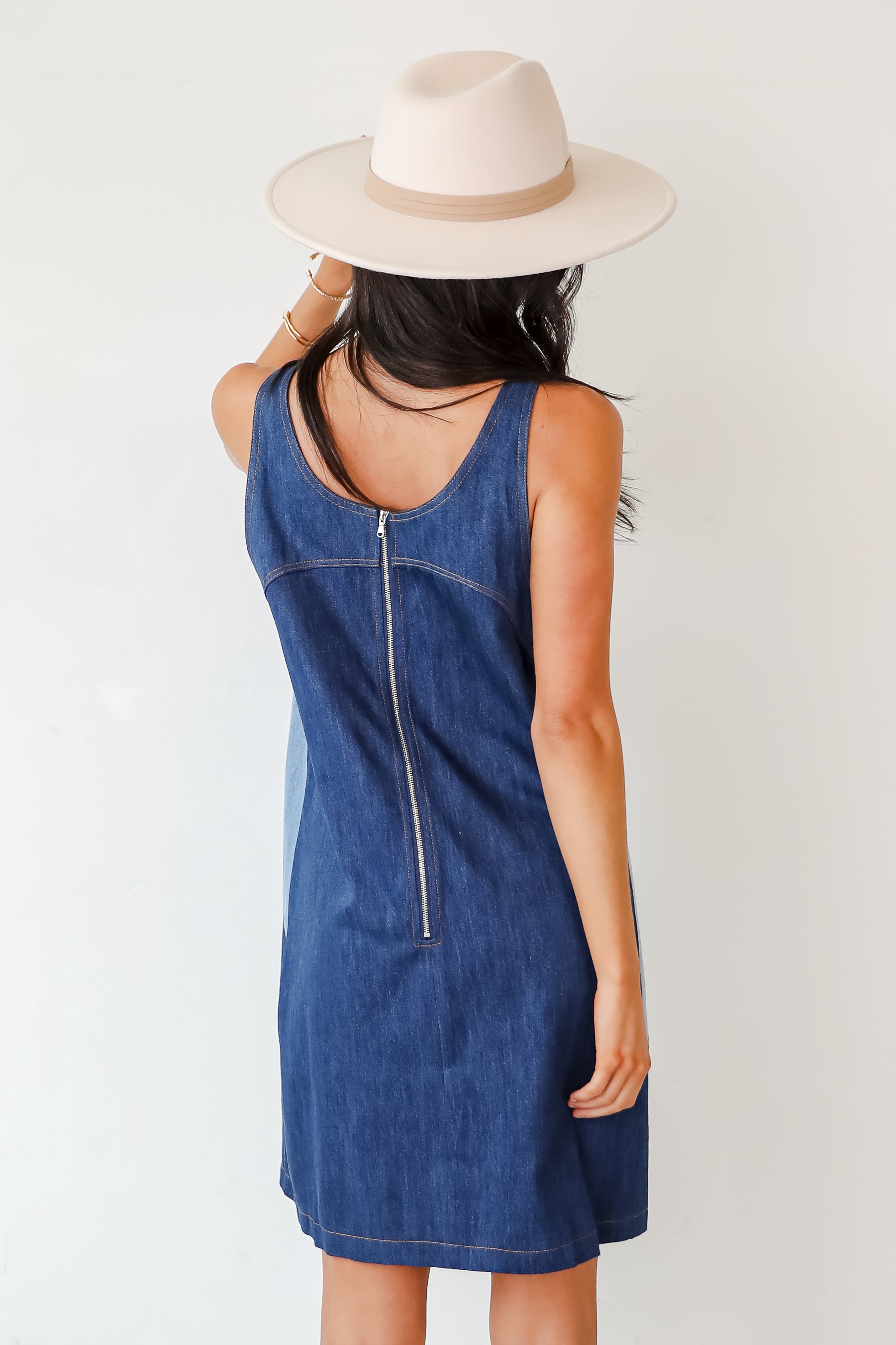 Sincerely Poised Denim Color Block Mini Dress