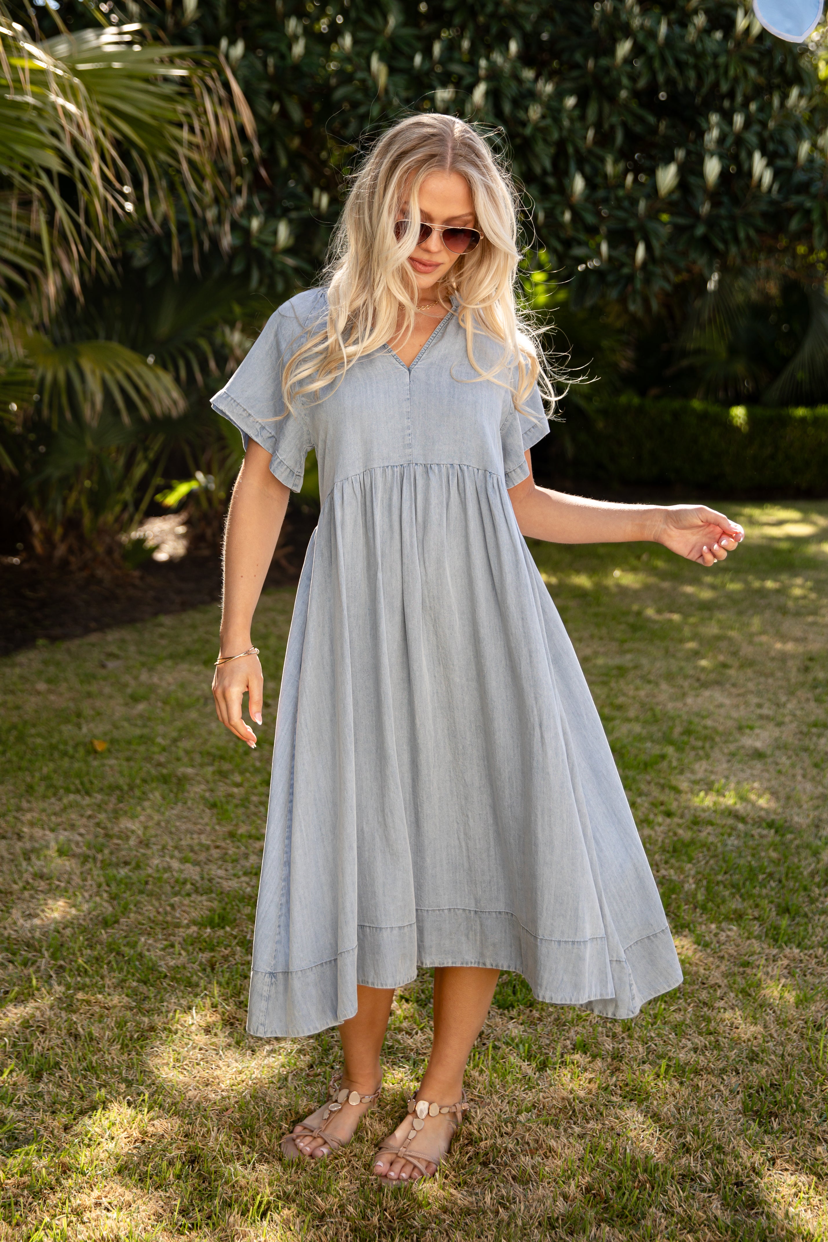 princess polly baby blue dress Buy Friends Like These Blue Petite Chiffon V-Neck Angel Sleeve Midi Dress  from Next USA