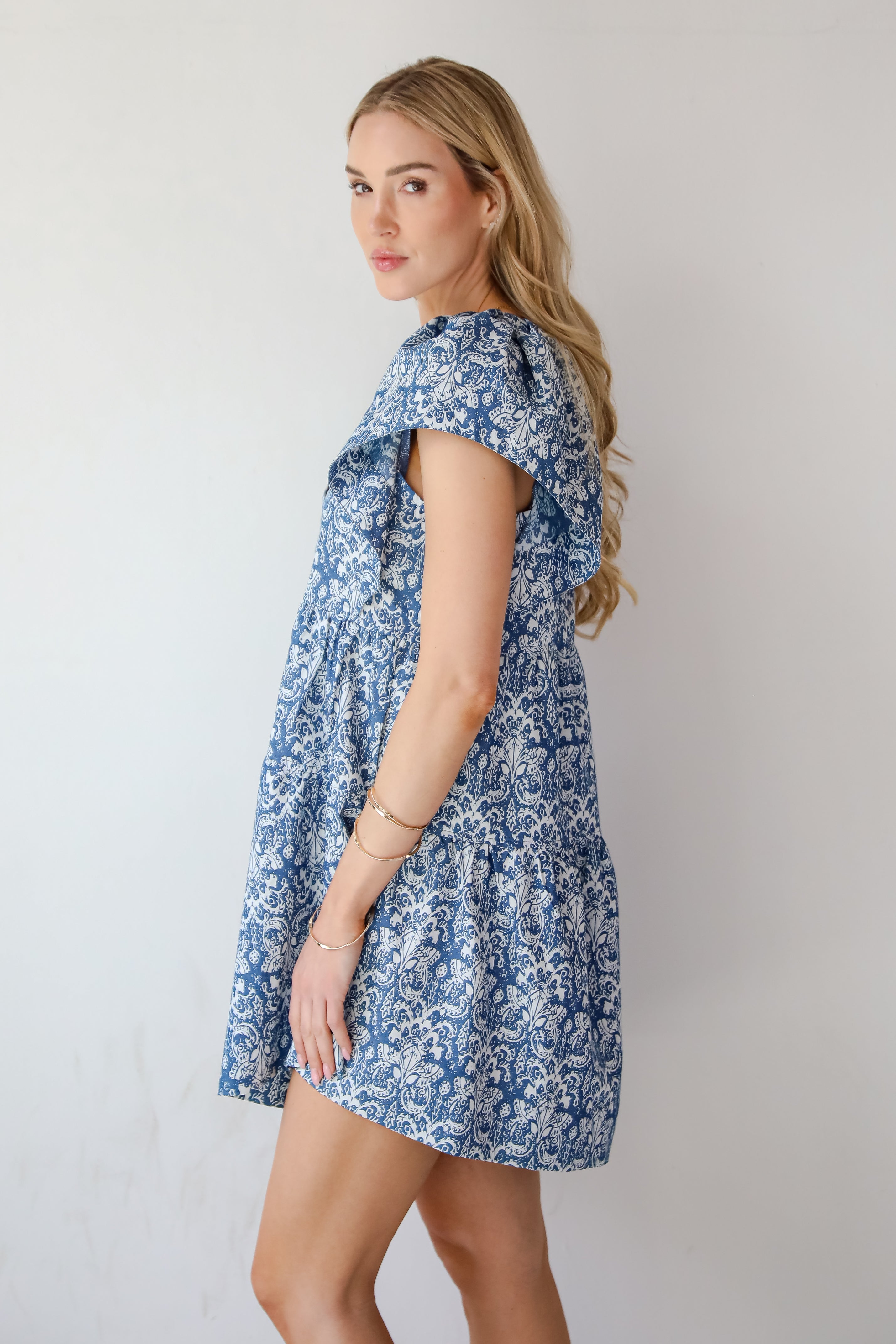 Pretty Darling Denim Paisley Mini Dress