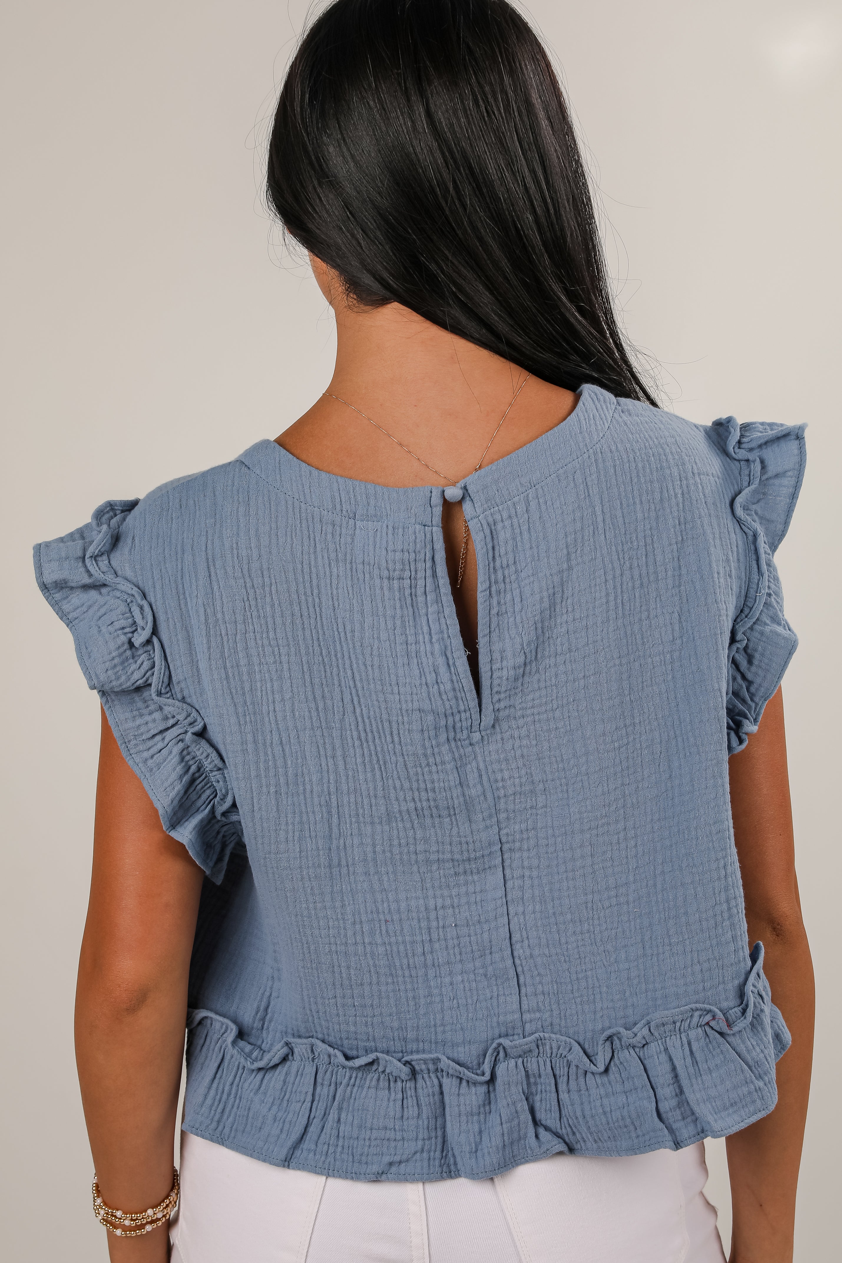 United In Love Linen Ruffle Blouse