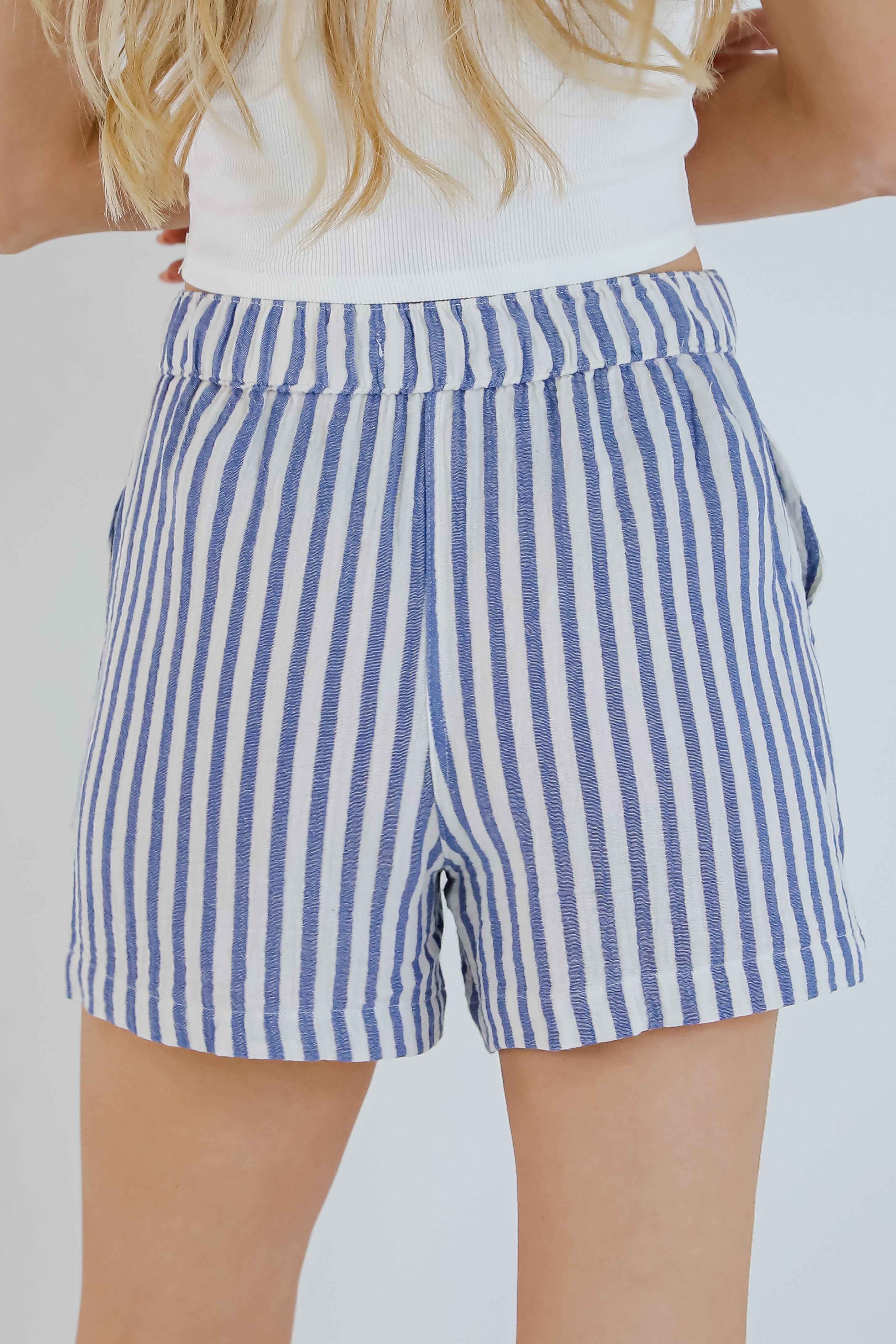 All American Denim Striped Linen Shorts