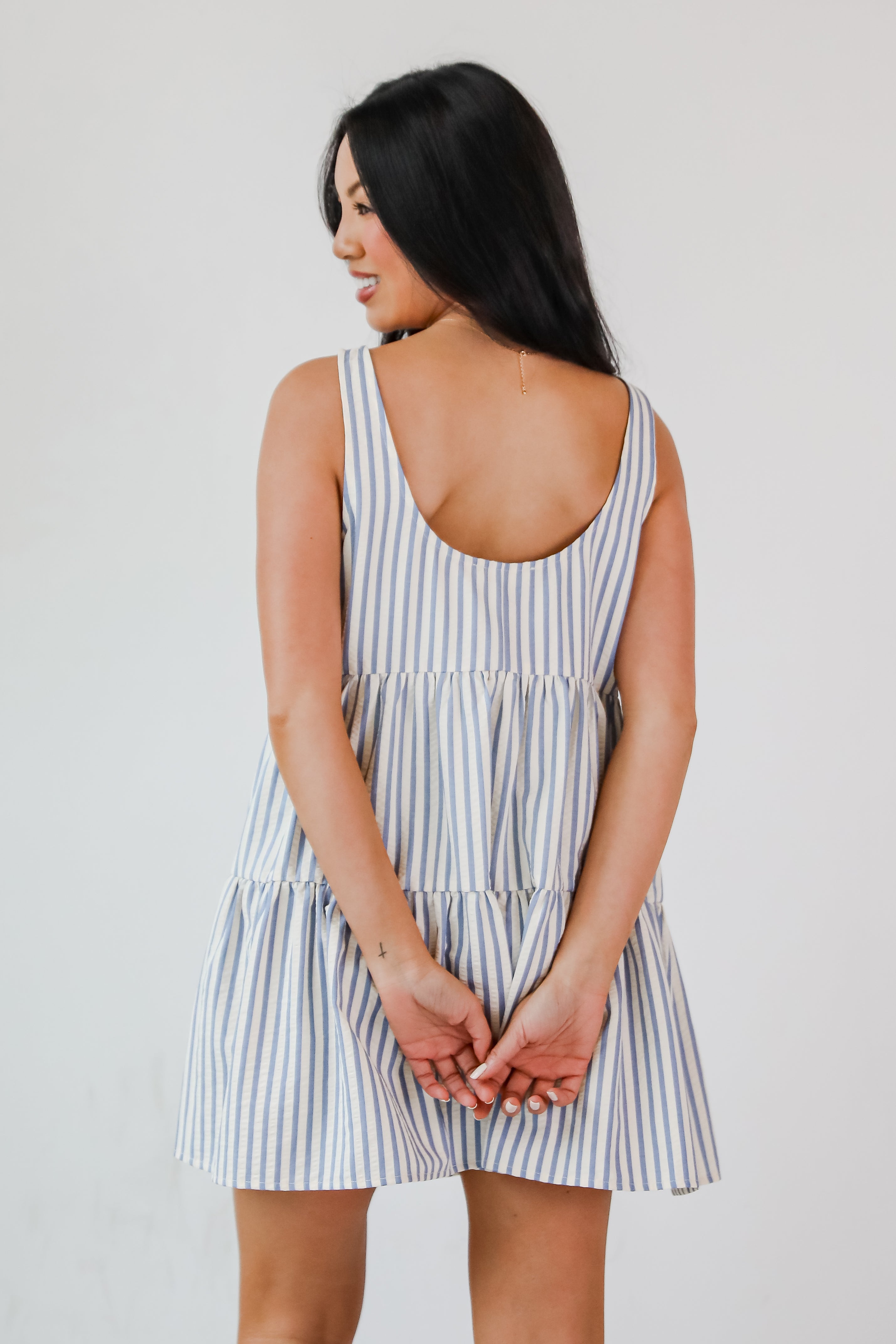 Perfected Sweetness Denim Striped Romper