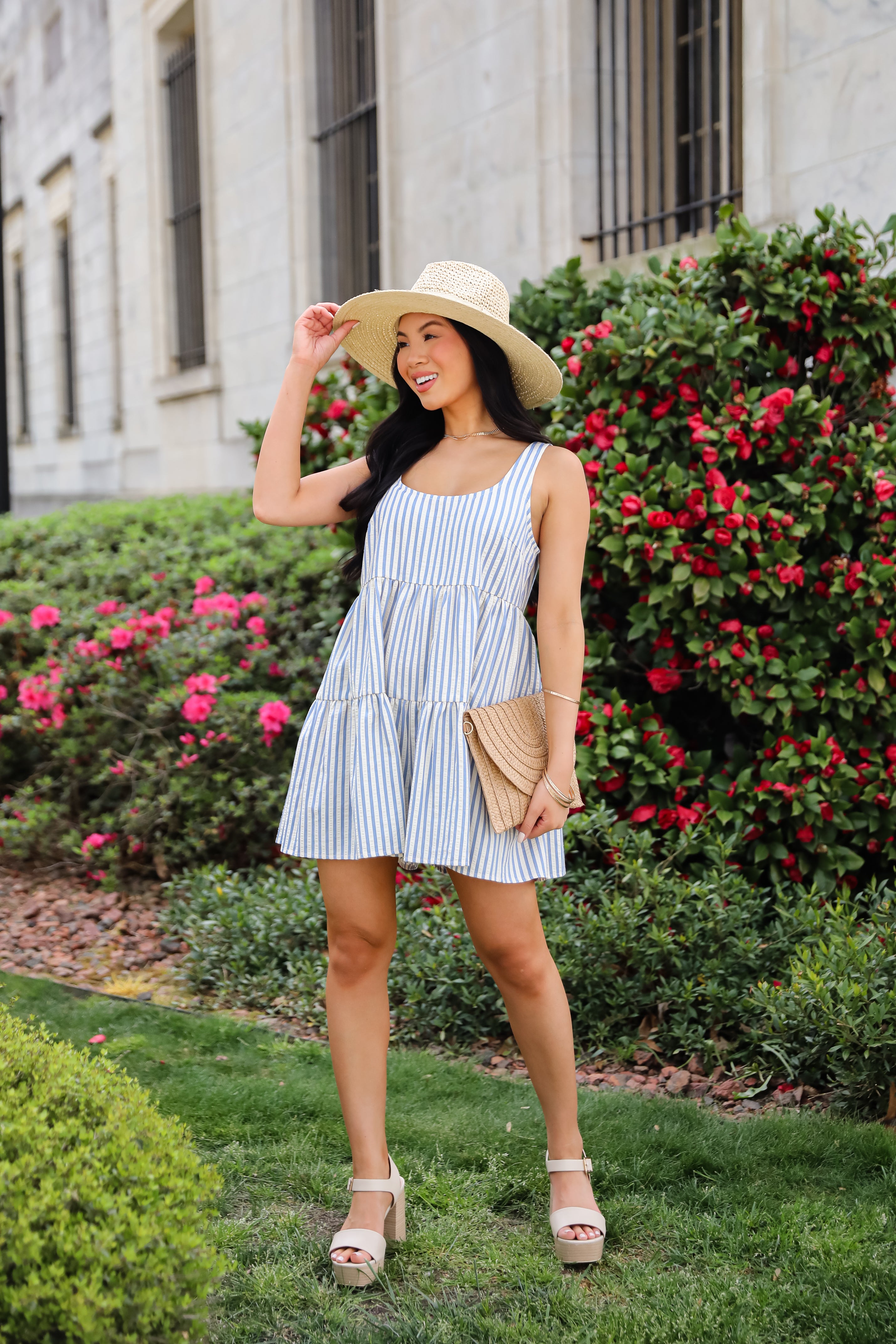 Perfected Sweetness Denim Striped Romper