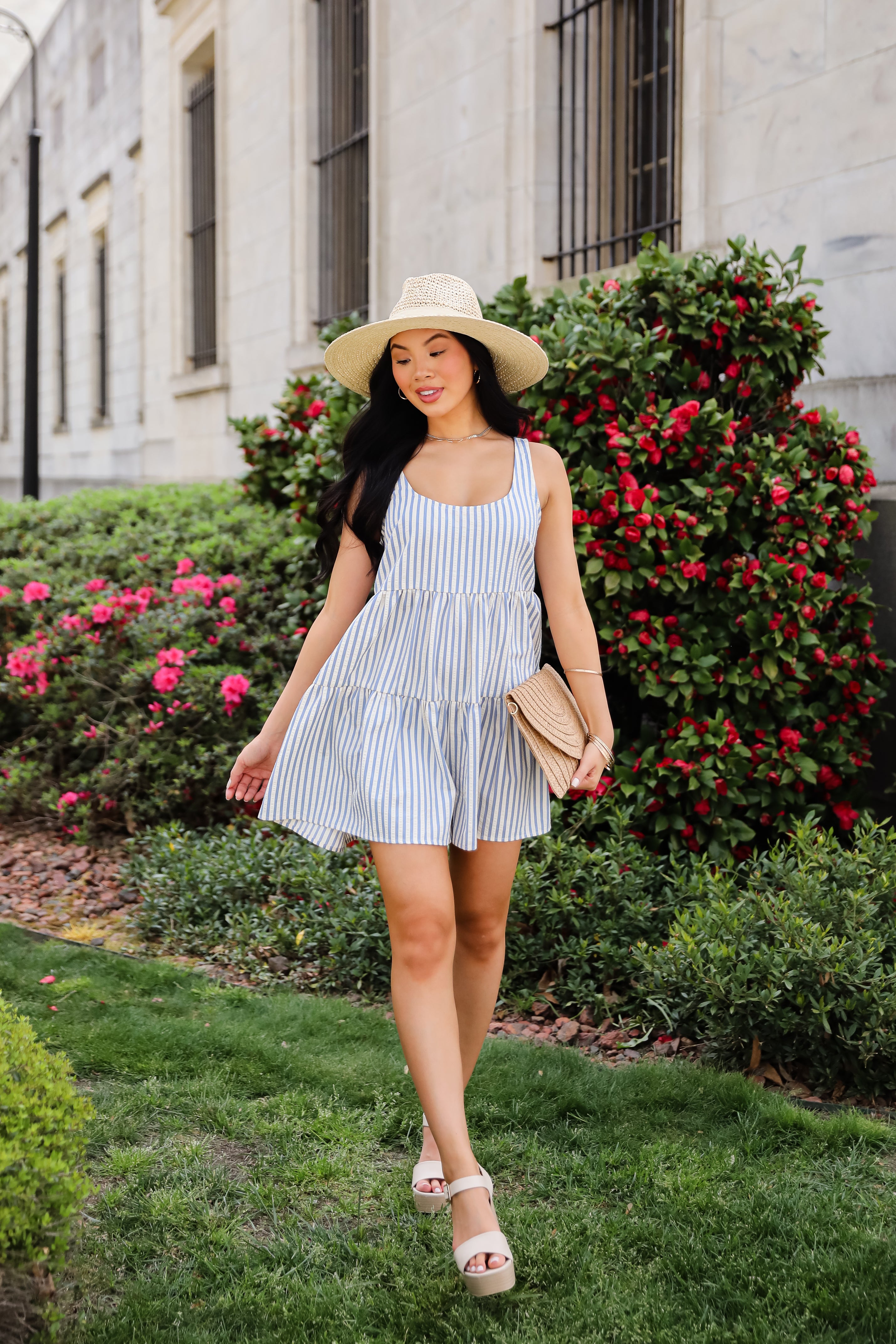 Perfected Sweetness Denim Striped Romper