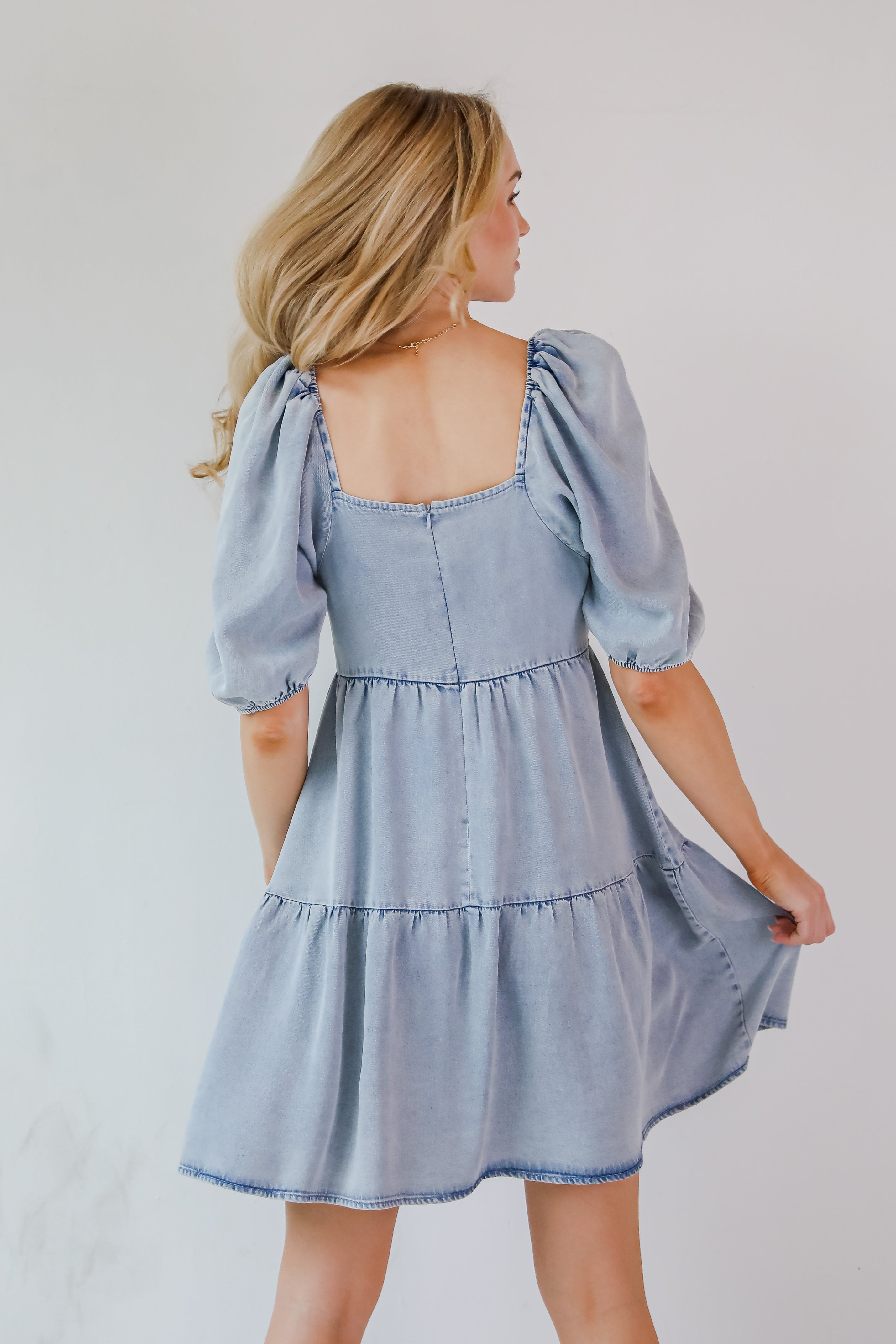Perfect For You Denim Tiered Mini Dress