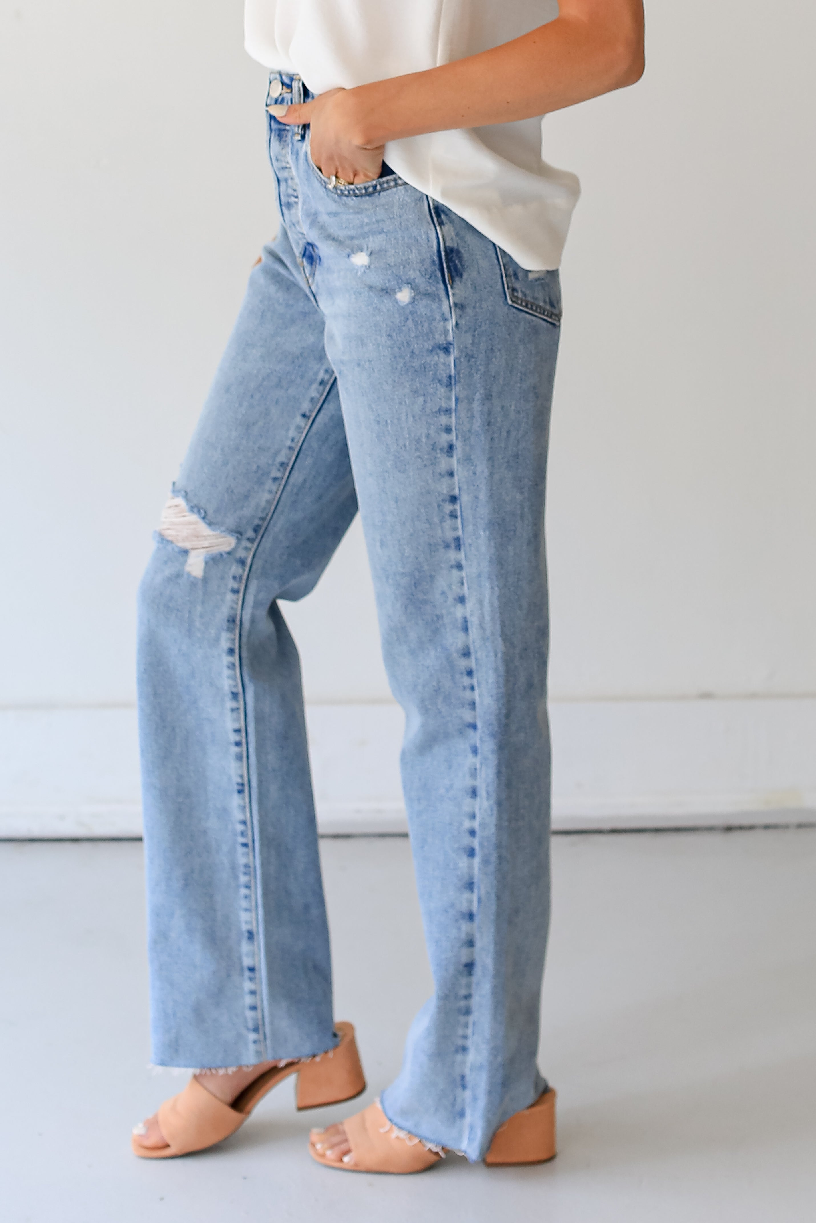 Distressed Dad Jeans side view