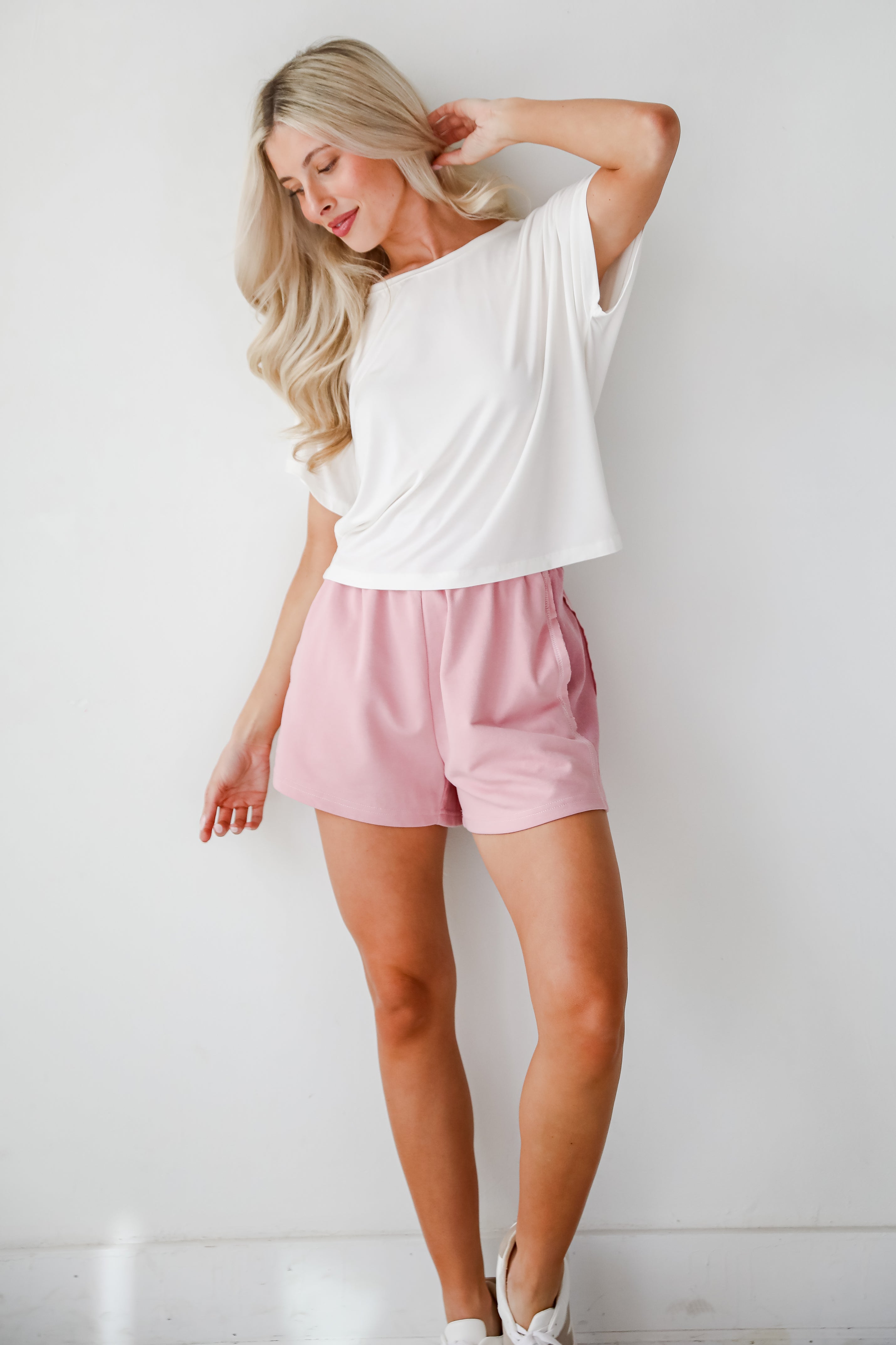 Relaxing Perfection Blush Knit Shorts