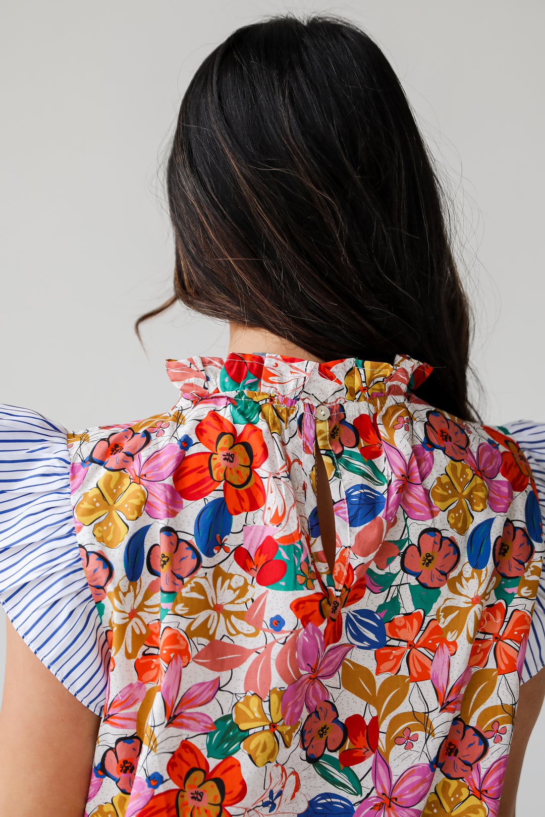 colorful Ivory Floral Blouse