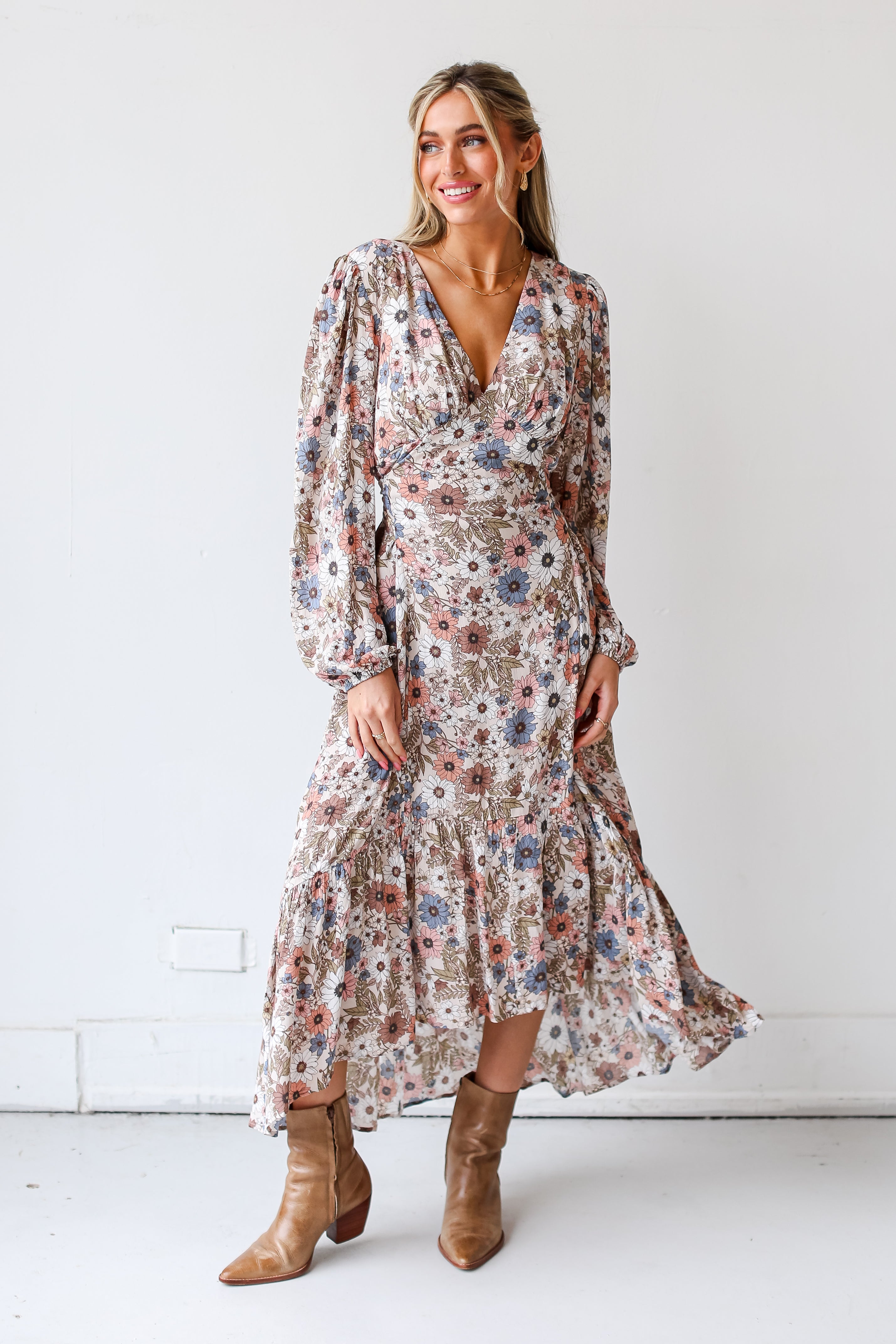 Floral Maxi Dress front view on model