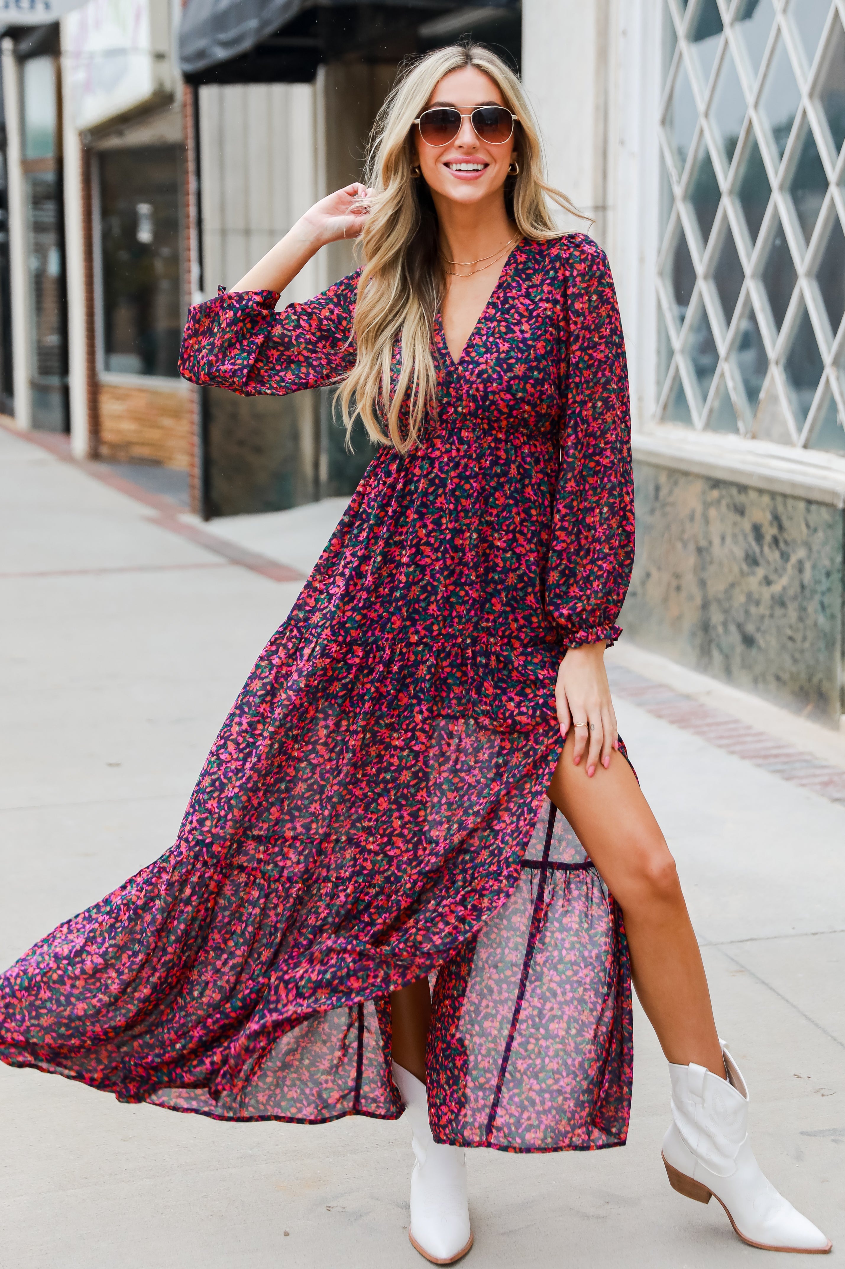 magenta Floral Maxi Dress Online Dress Boutiques