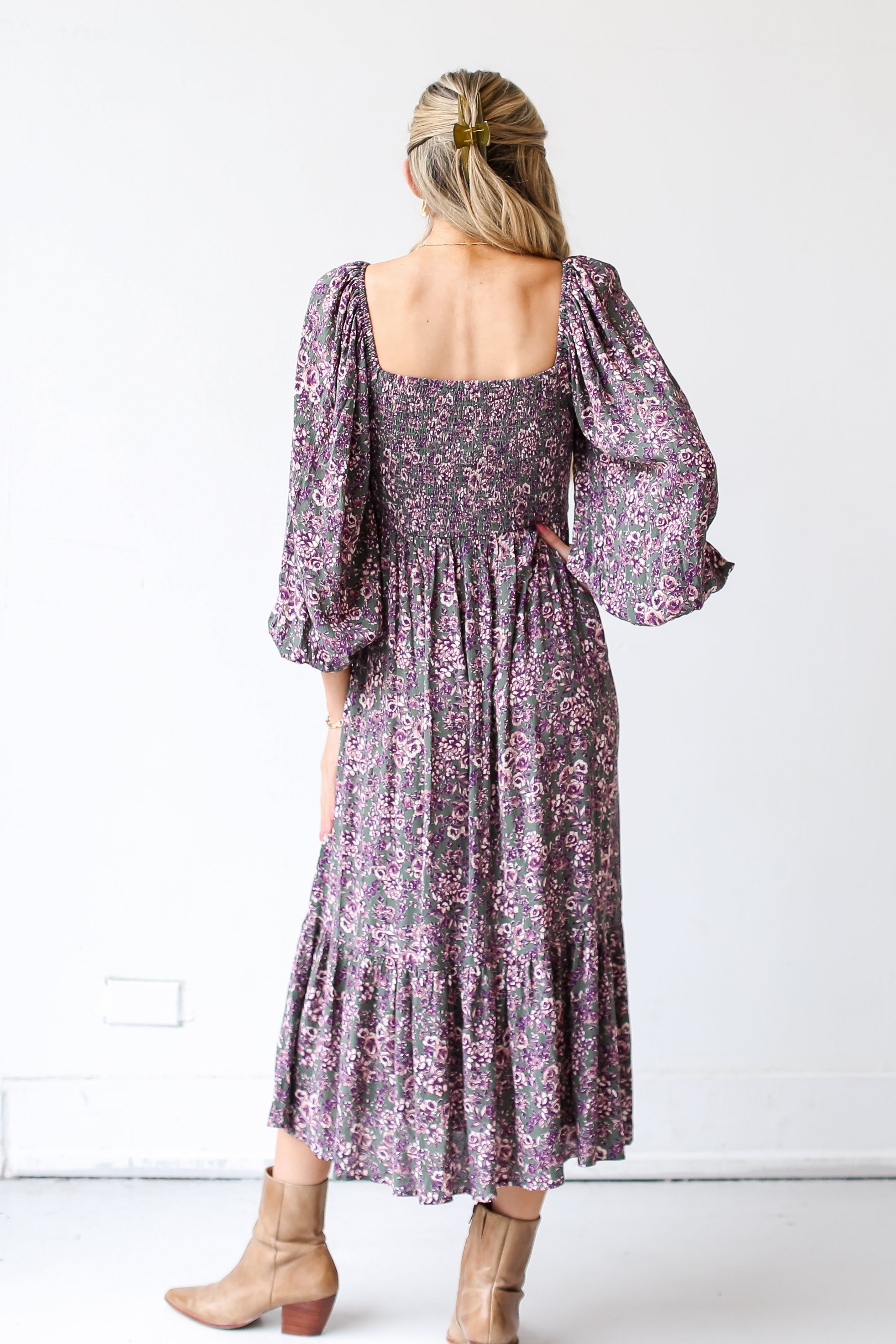 Floral Midi Dress back view