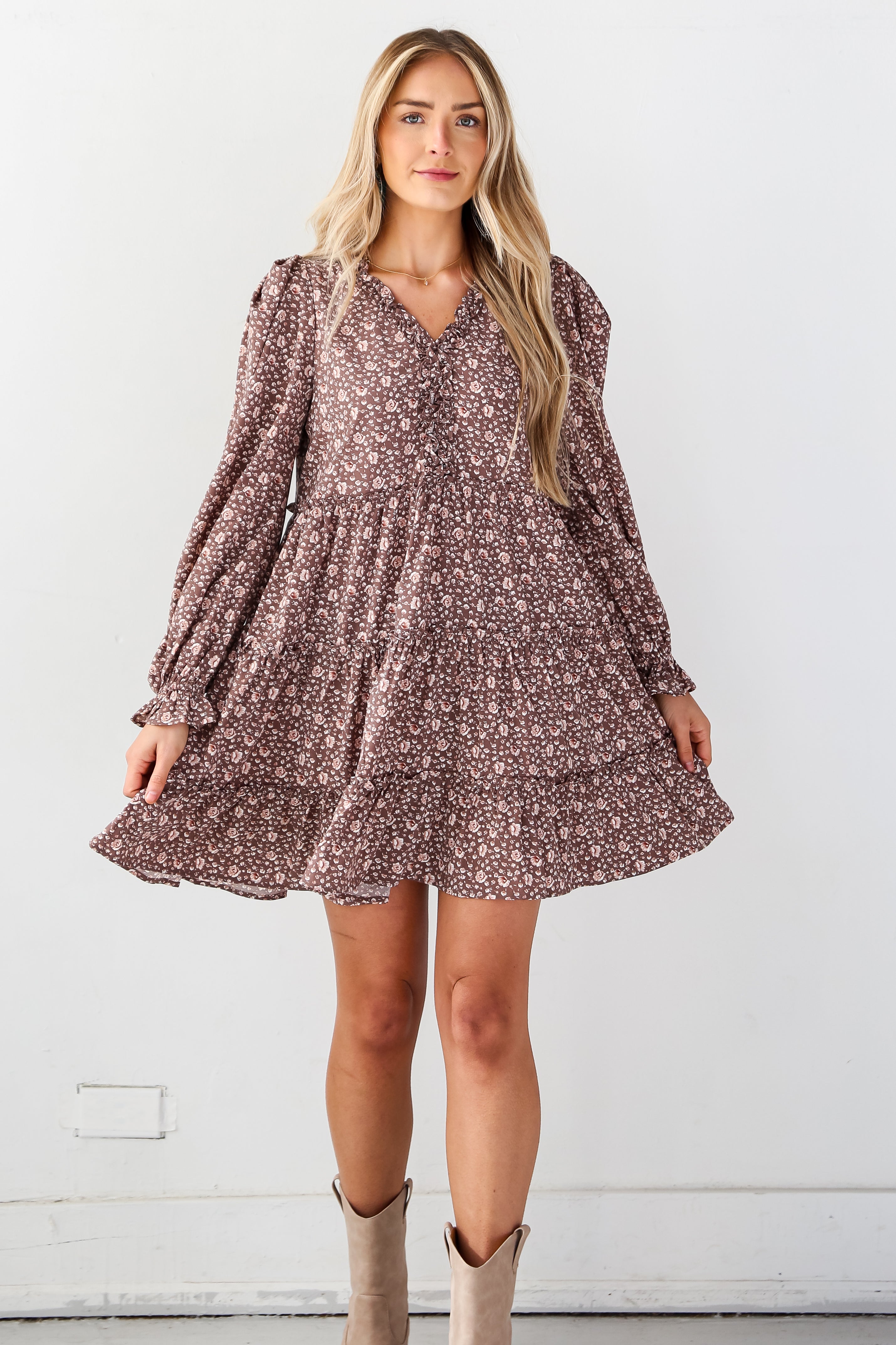 cute long sleeve floral dress