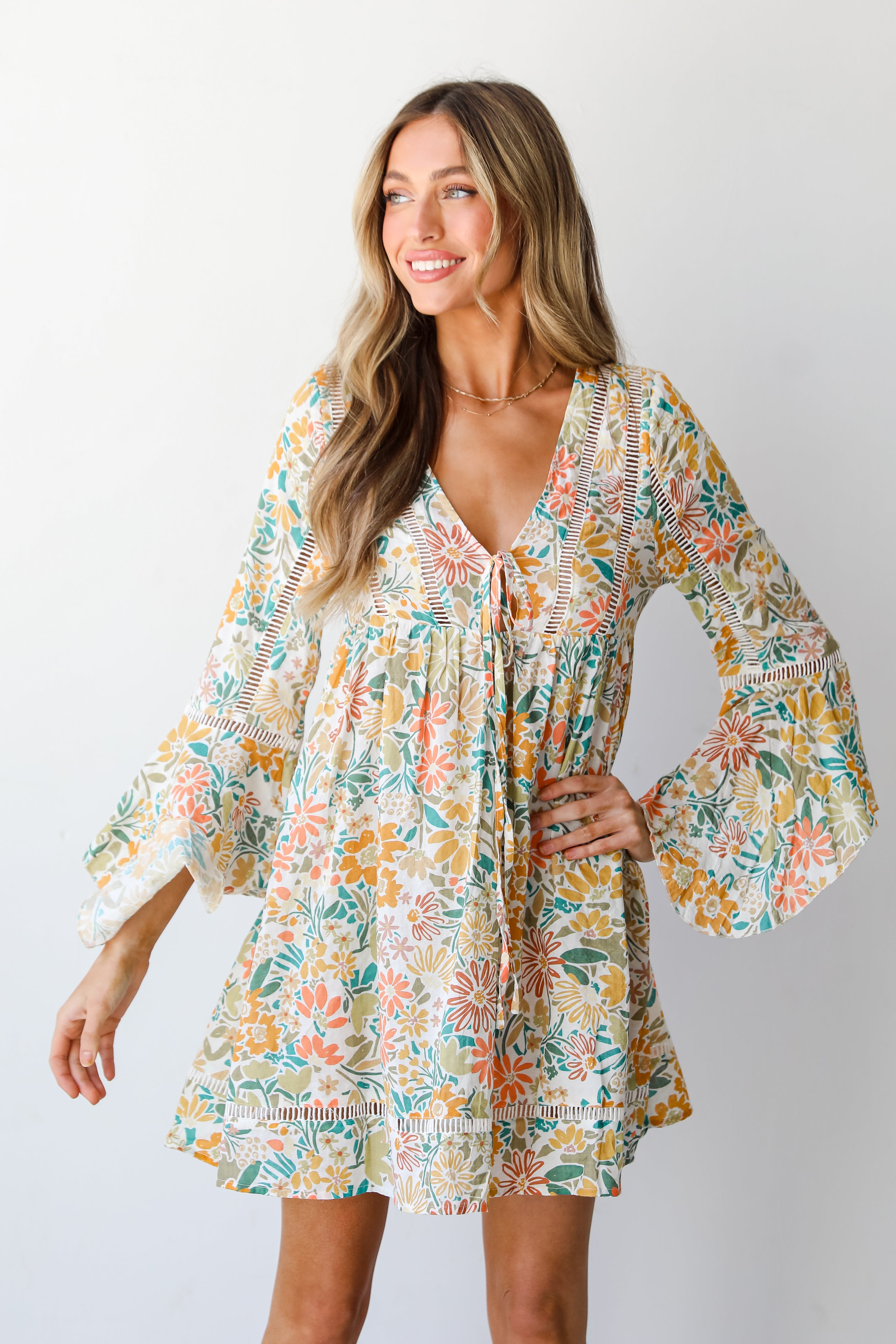 Floral Babydoll Mini Dress front view