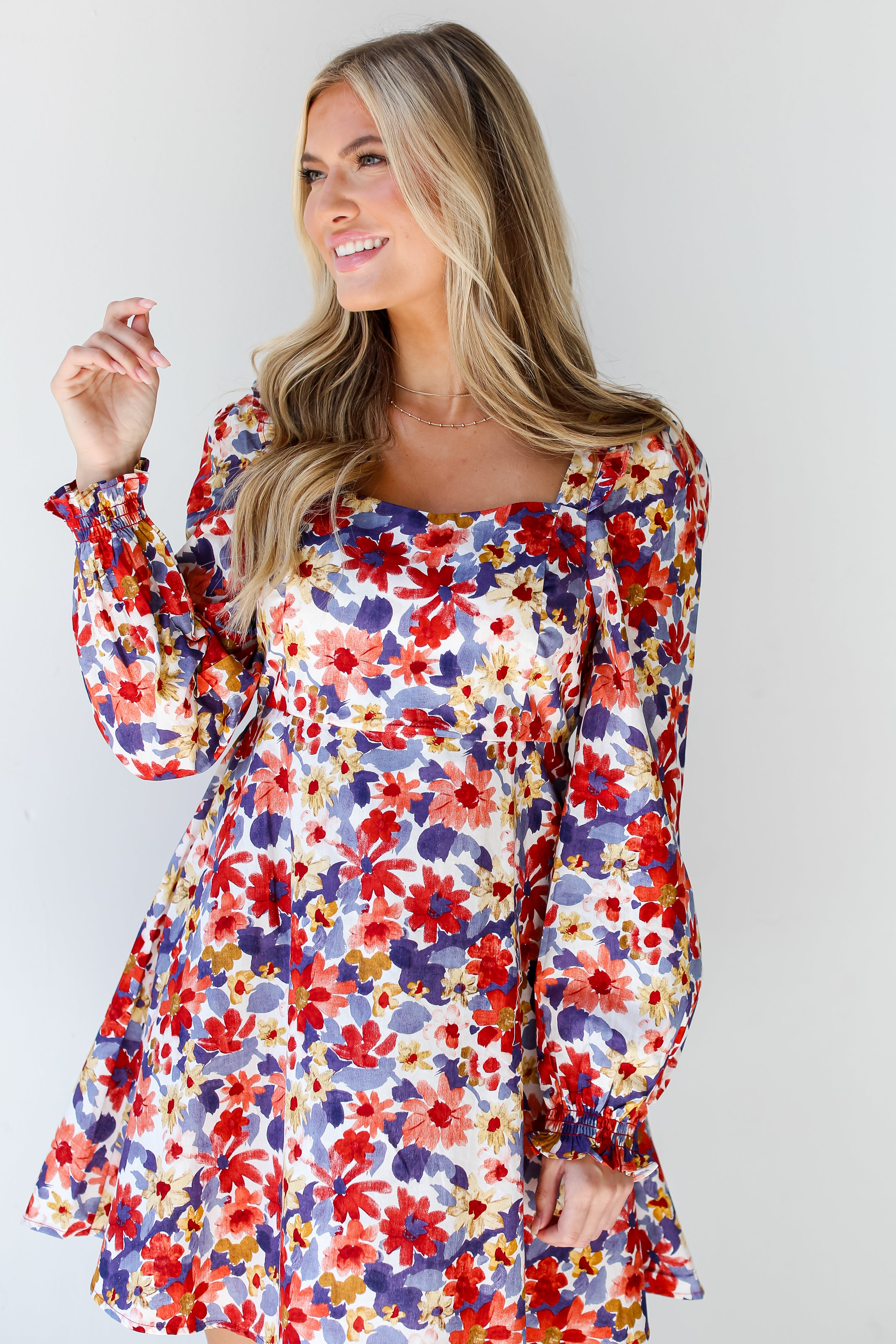 cute Floral Mini Dress for women. Cute Dresses For Women. Rust Color Dress. Online Dress Boutique