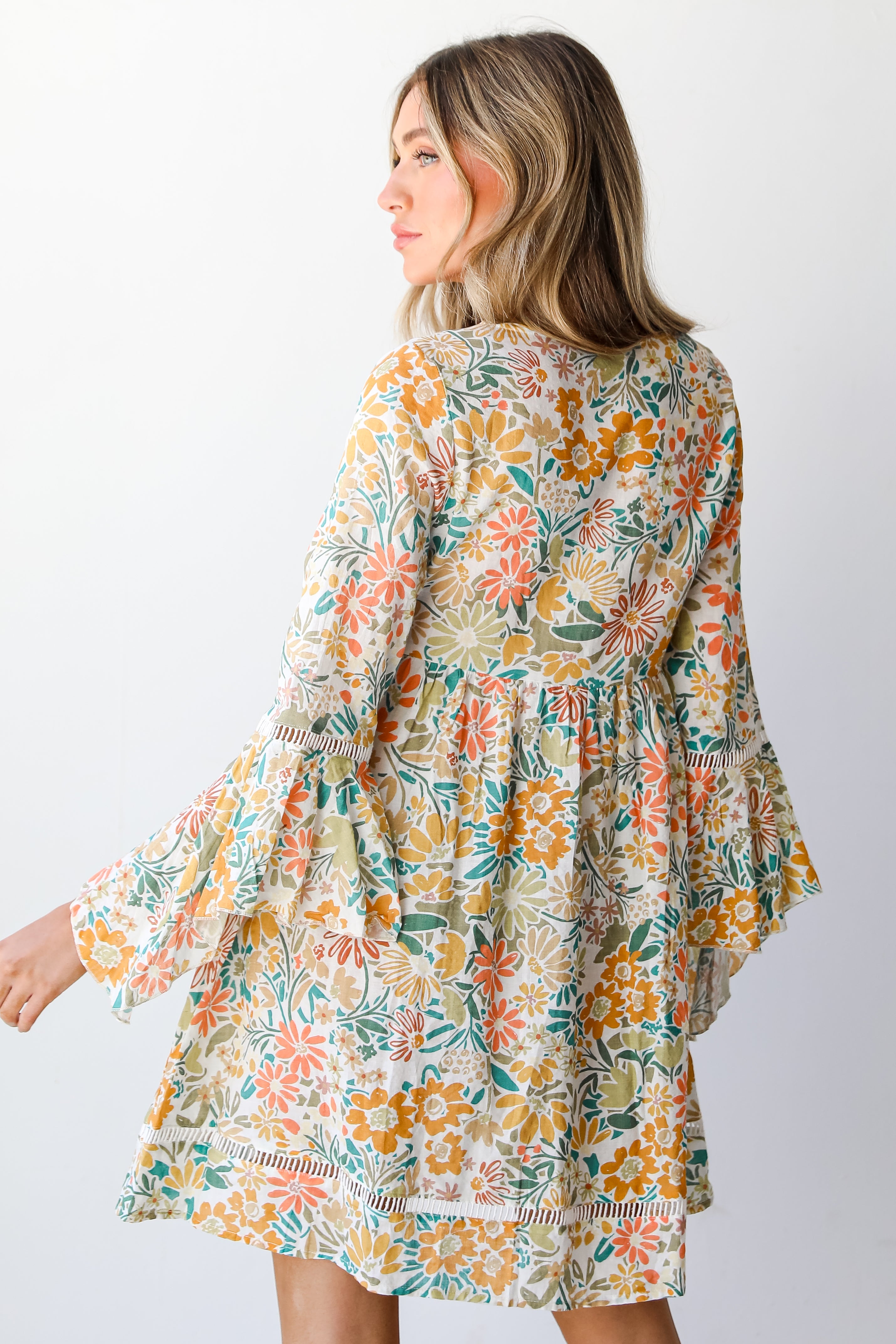 Floral Babydoll Mini Dress back view