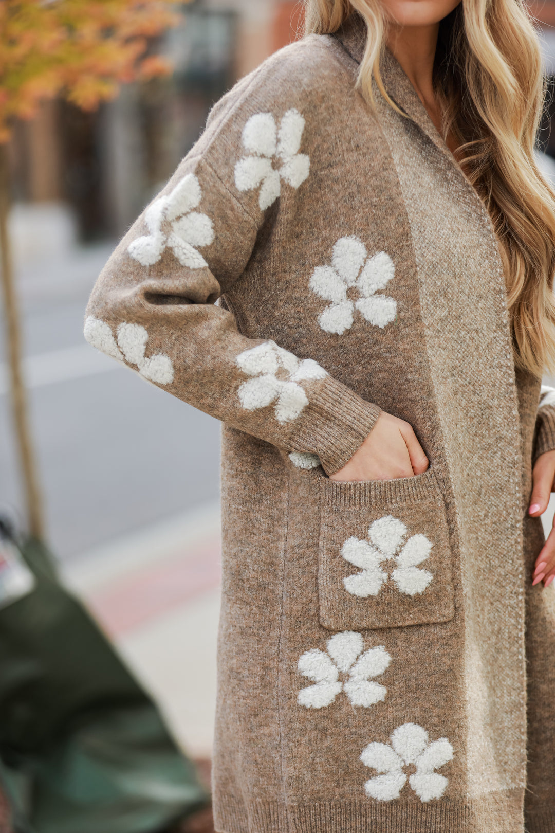 cute Mocha Floral Sweater Cardigan