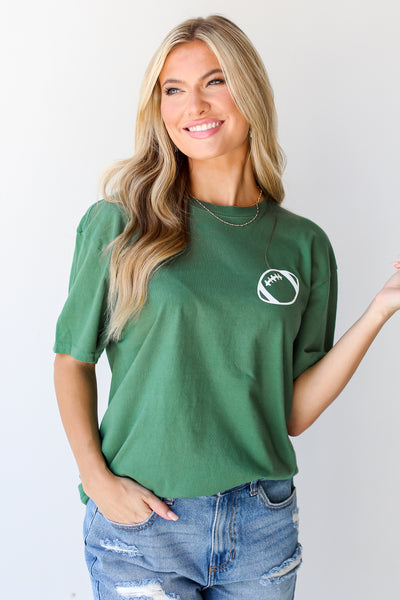 green In My Football Mom Era Tee front view