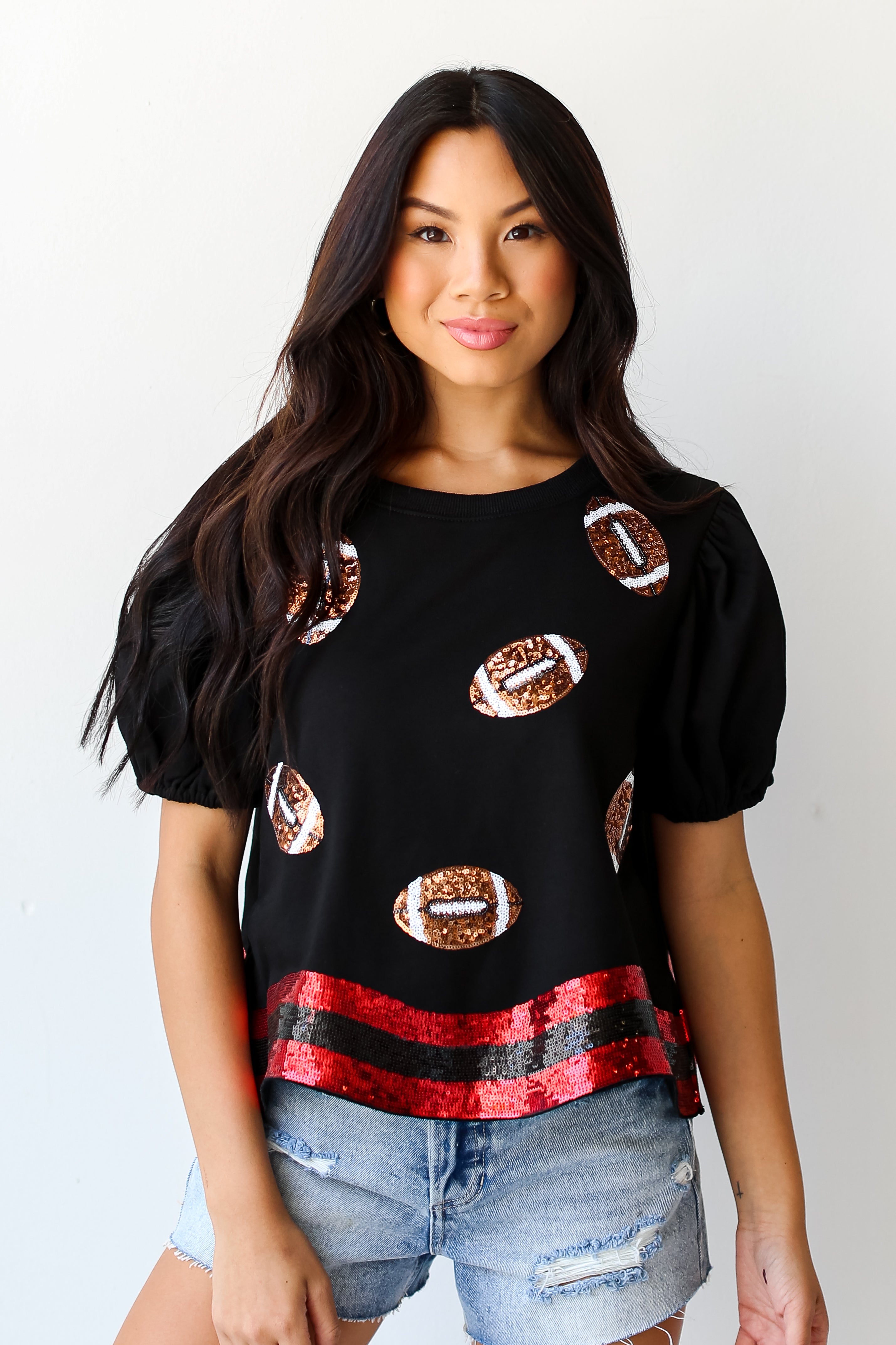 As Is NFL Women's Touch Short-Sleeve V-Neck T-Shirt with Sequins 