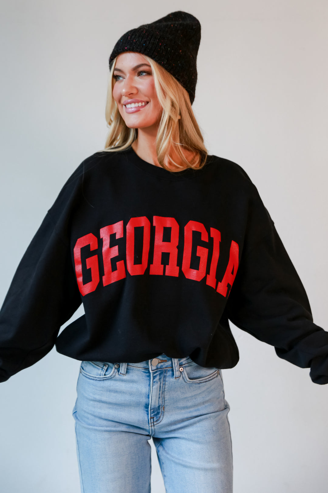 Black Oversized Georgia Sweatshirt front view