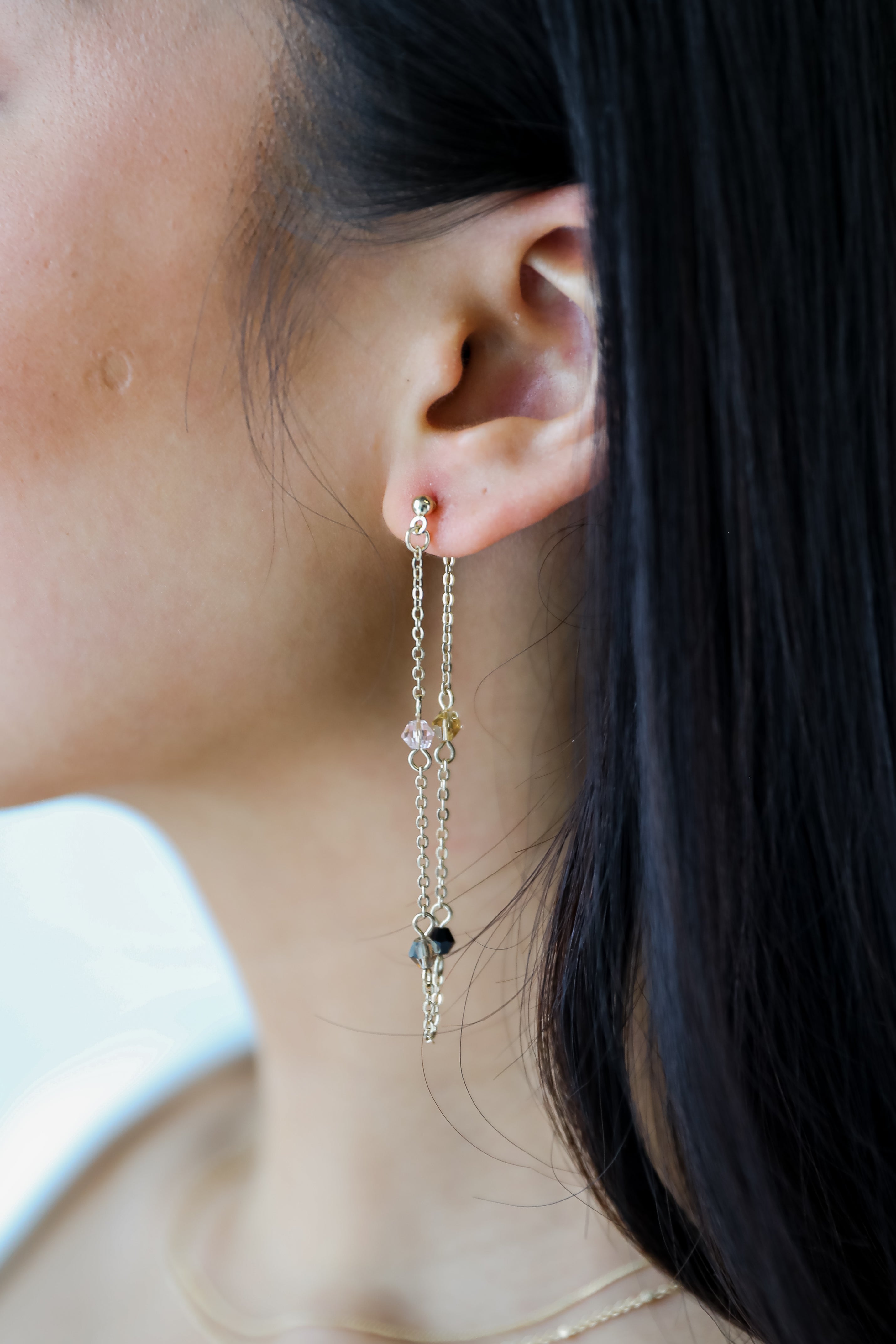 Ashley Gold Beaded Chain Drop Earrings