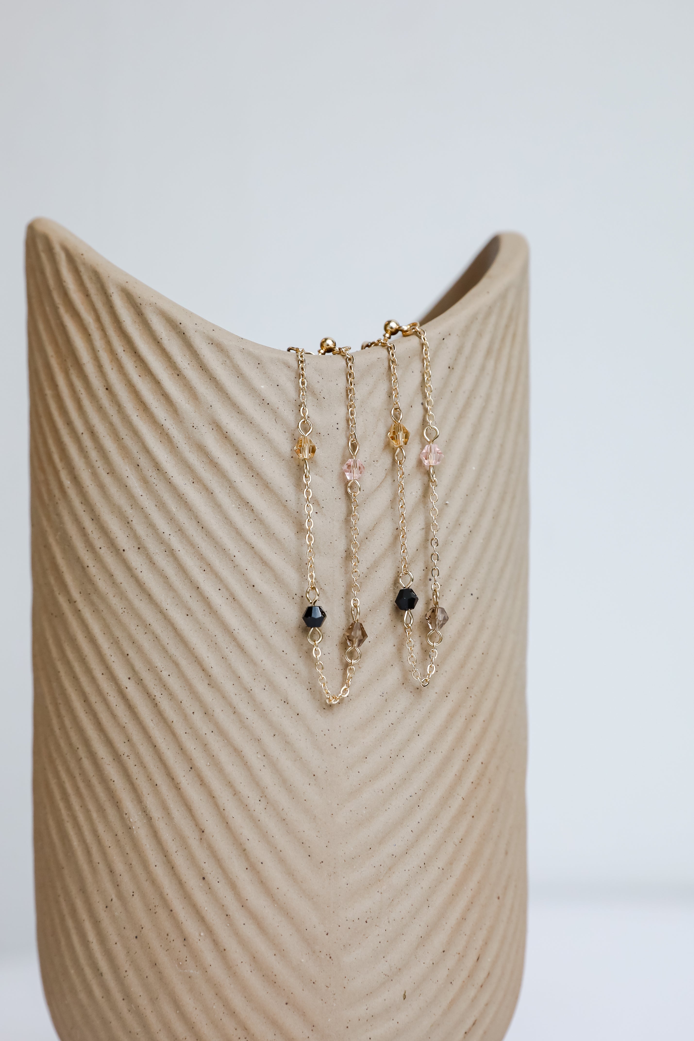 Ashley Gold Beaded Chain Drop Earrings