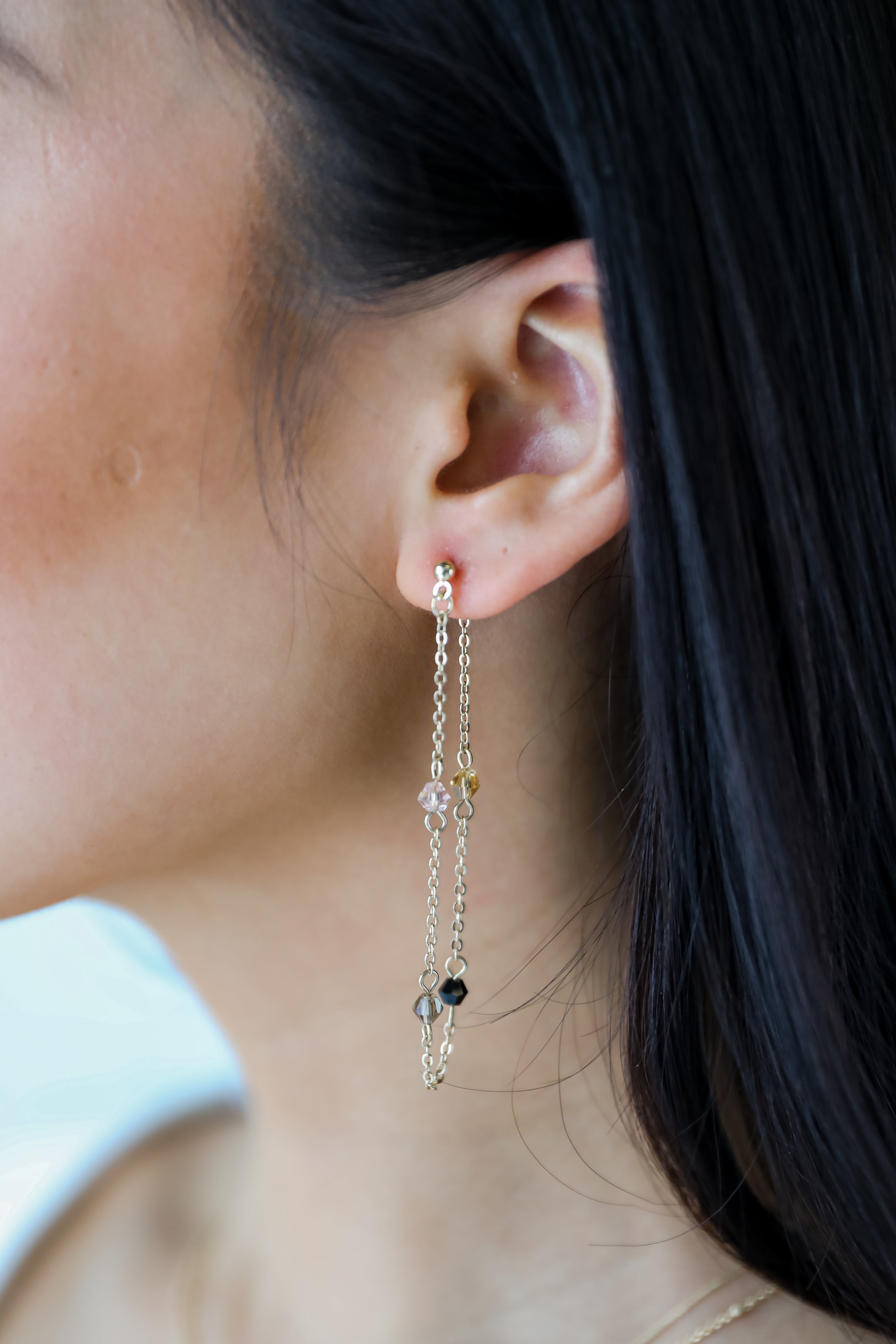 Ashley Gold Beaded Chain Drop Earrings