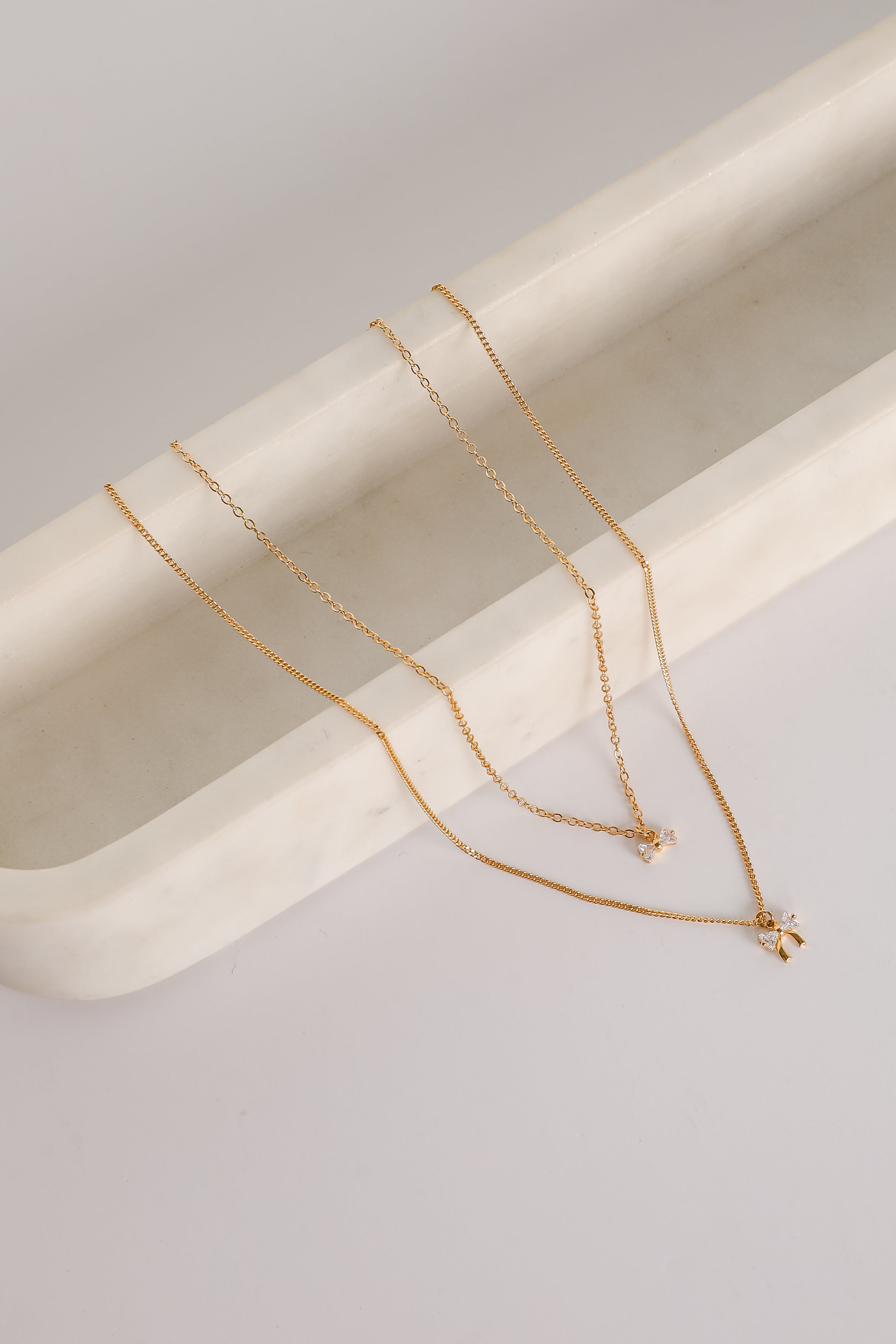 Gianna Gold Bow Charm Layered Necklace
