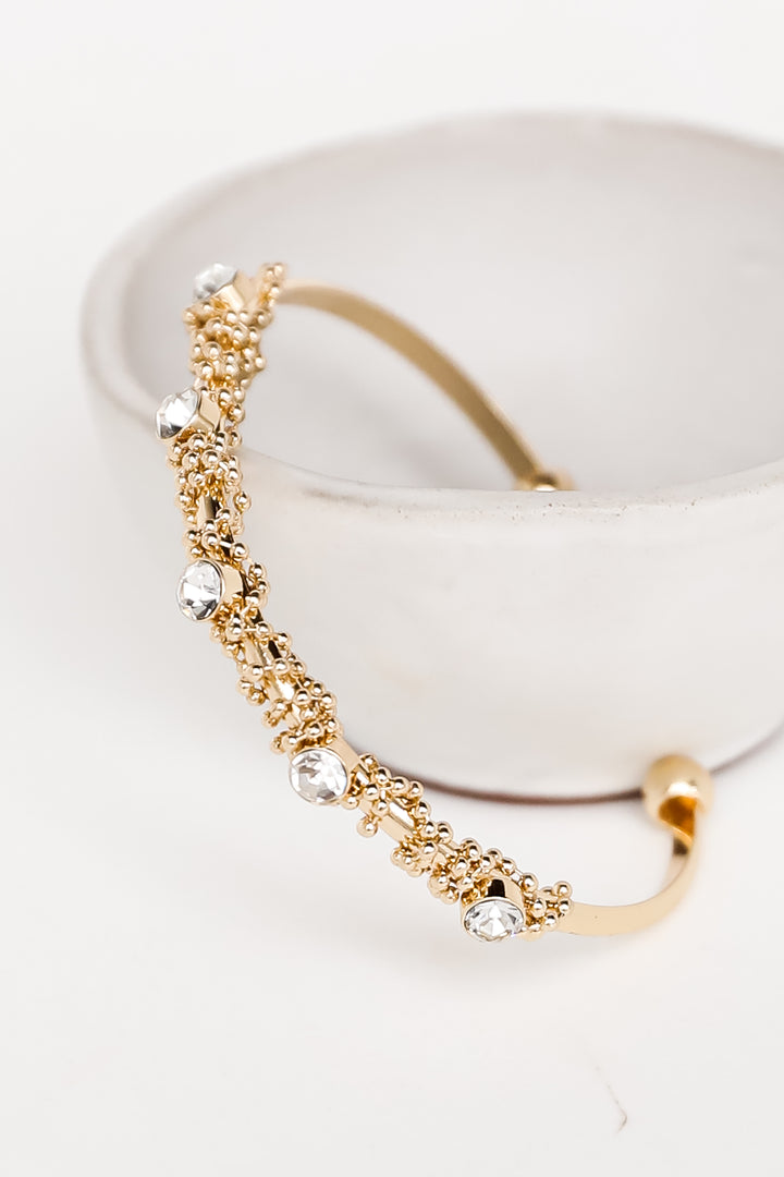 Gold Rhinestone Cuff Bracelet close up