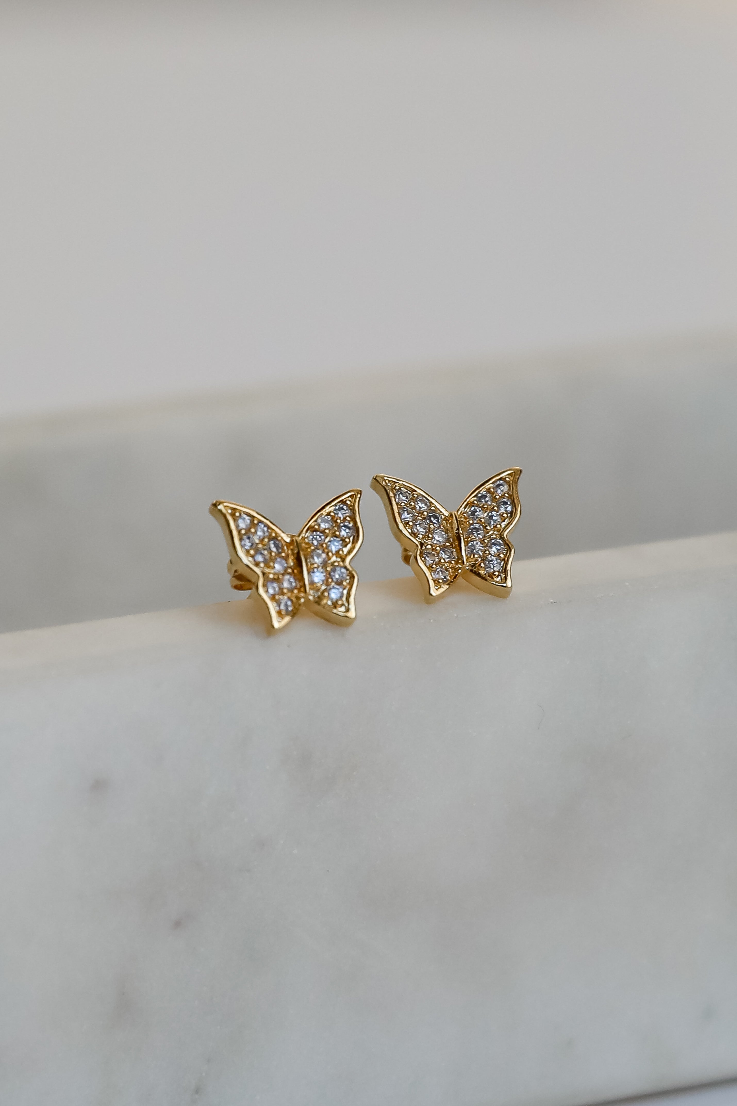 Lola Gold Rhinestone Butterfly Stud Earrings