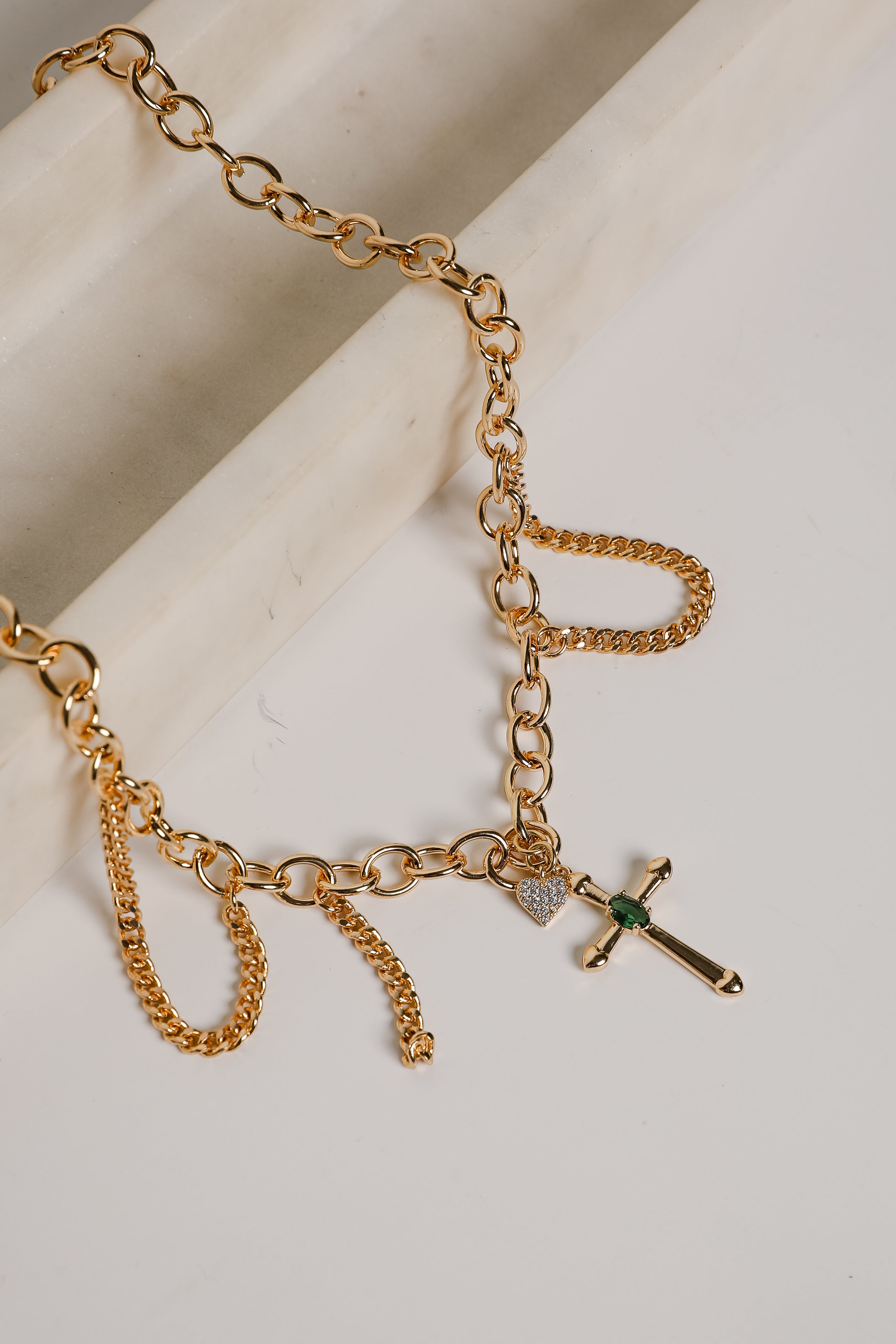 Sophie Gold Cross Charm Necklace