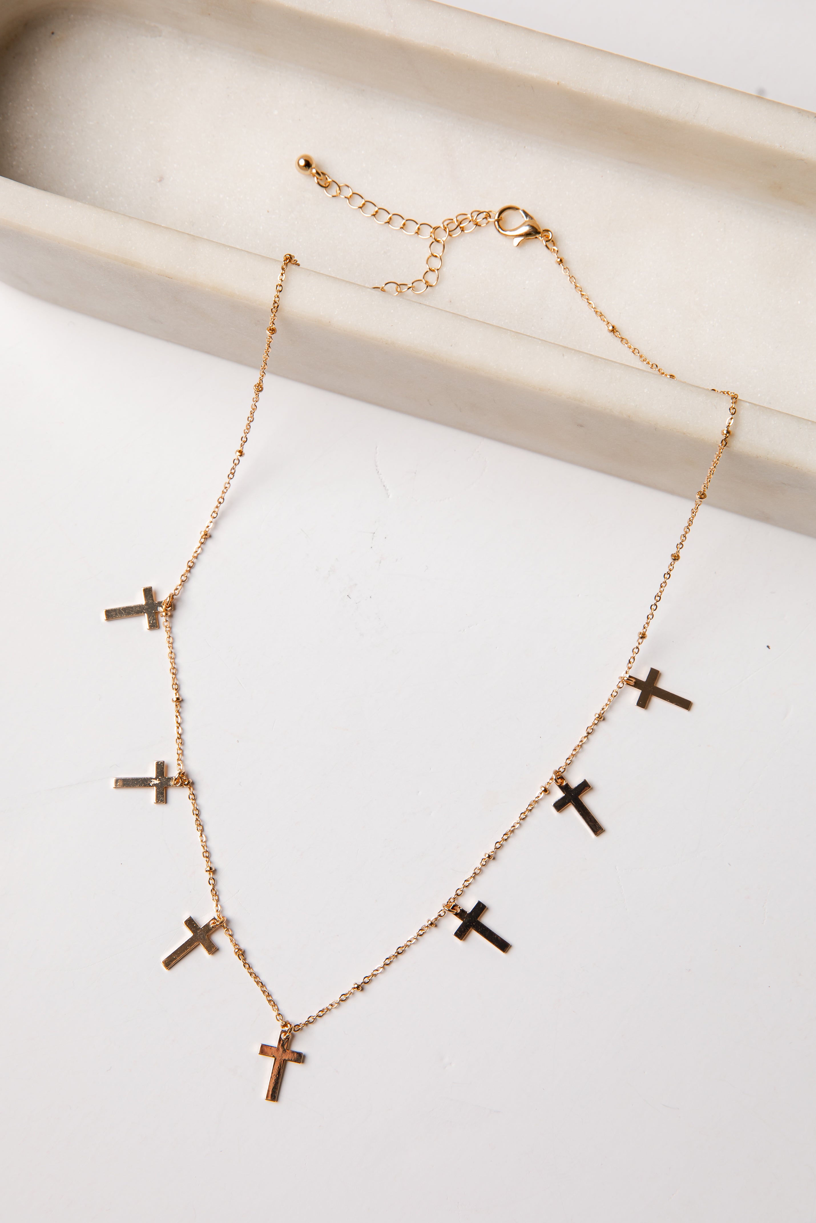 Amy Gold Cross Charm Necklace