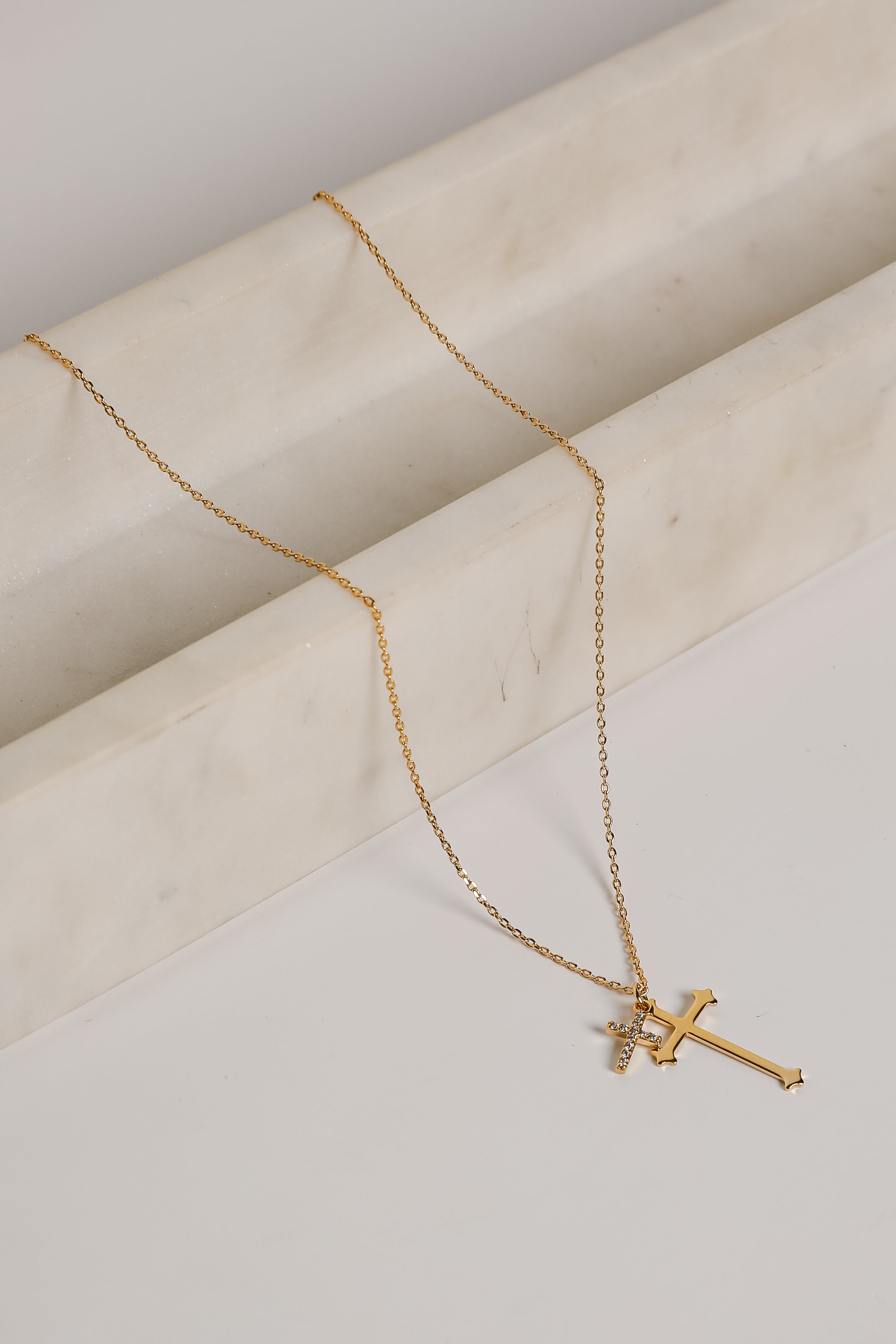 Ella Gold Cross Charm Necklace