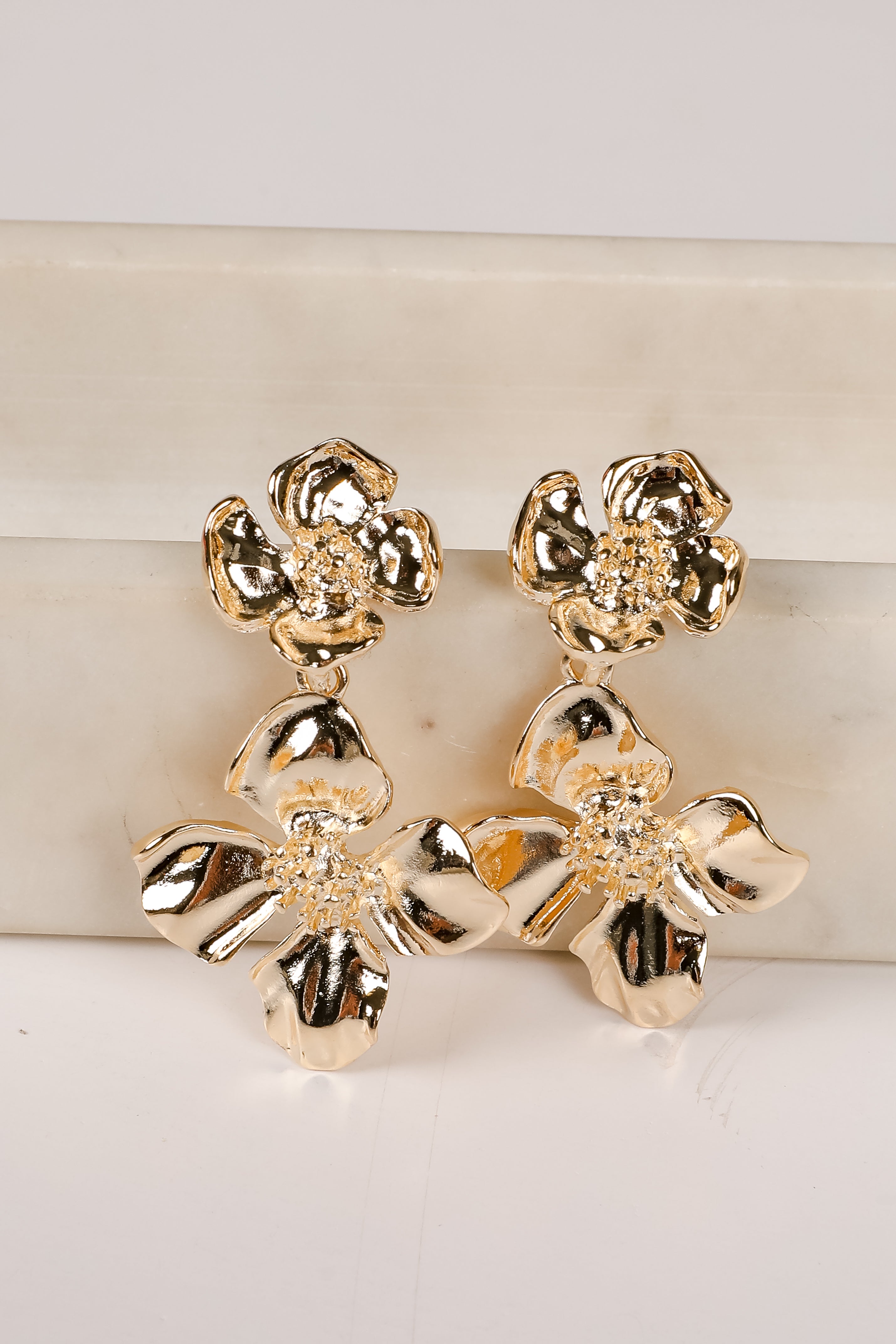 Cute Gold Flower Drop Earrings | Statement Earrings | ShopDressUp Cute Gold Flower Drop Earrings | Statement Earrings | ShopDressUp
